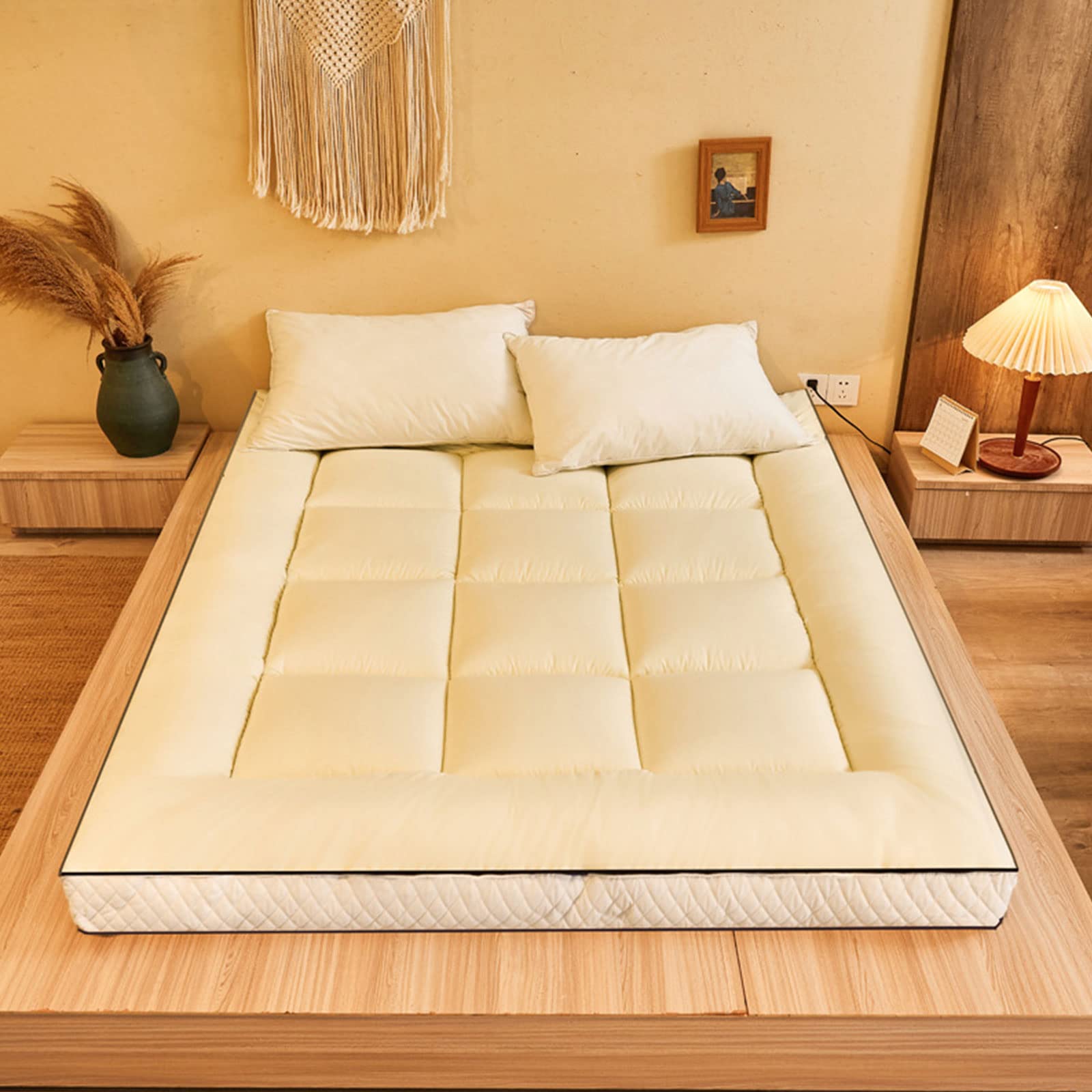 WENNEWU Japanese Floor Mattress - Rustic Style Memory Foam Futon | Foldable Bed Roll for Camping, Lounger & Sofa | King Size B | Perfect for Guest Beds, Dorm Rooms & Outdoor Adventures