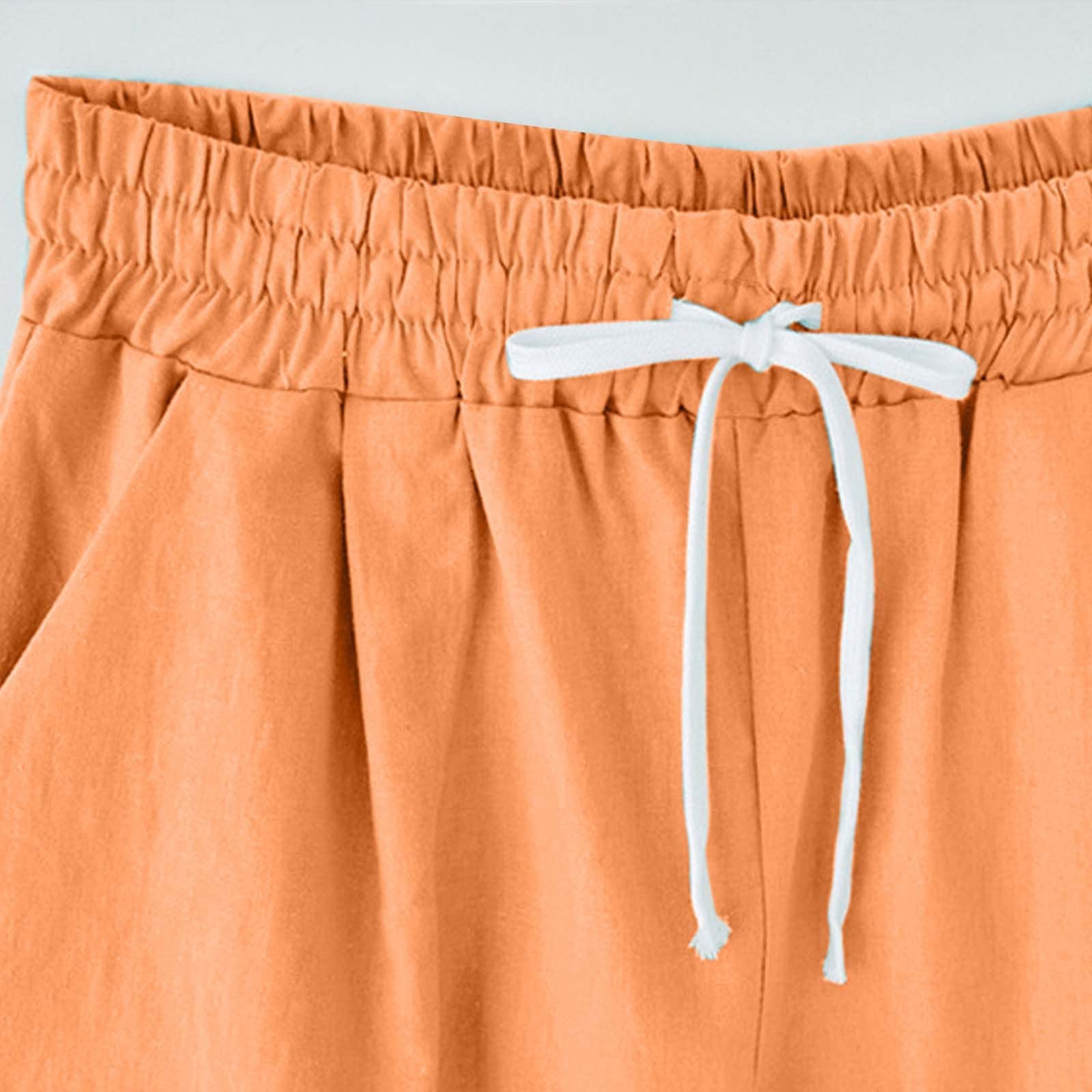 AMDBEL Women's High Waist Bermuda Shorts - Gym & Summer Cotton Linen Shorts with Pockets for Casual Wear
