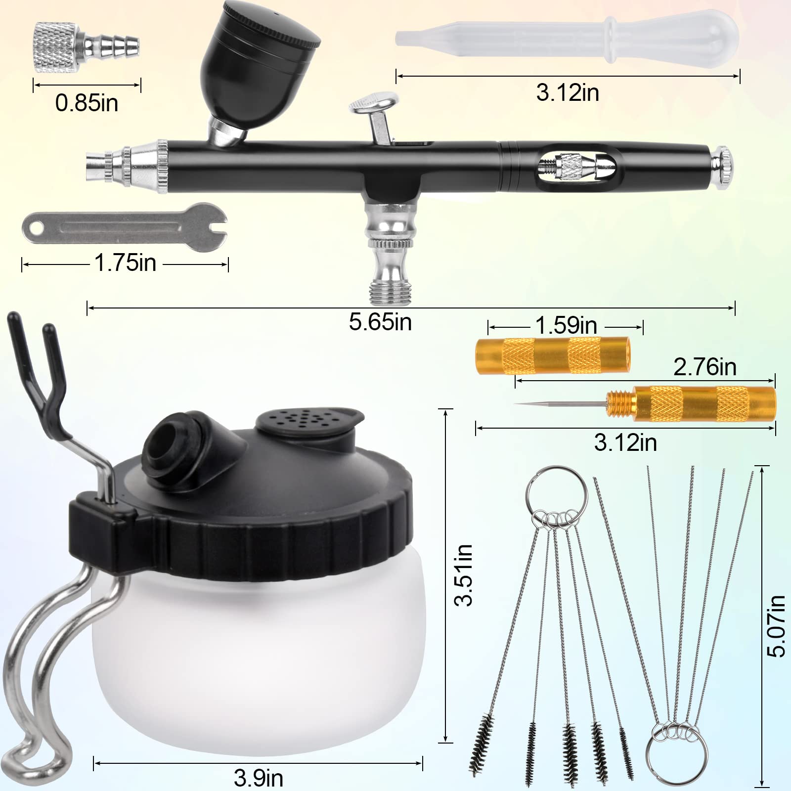 Professional Airbrush Kit with 0.3mm Needle - Dual Action Gravity Feed Spray Gun, Cleaning Pot & Holder - Perfect for Cake Decorating, Makeup Artistry, Model Painting, Nail Art & Tattoo Design - Ideal for Artists, Bakers & DIY Enthusiasts