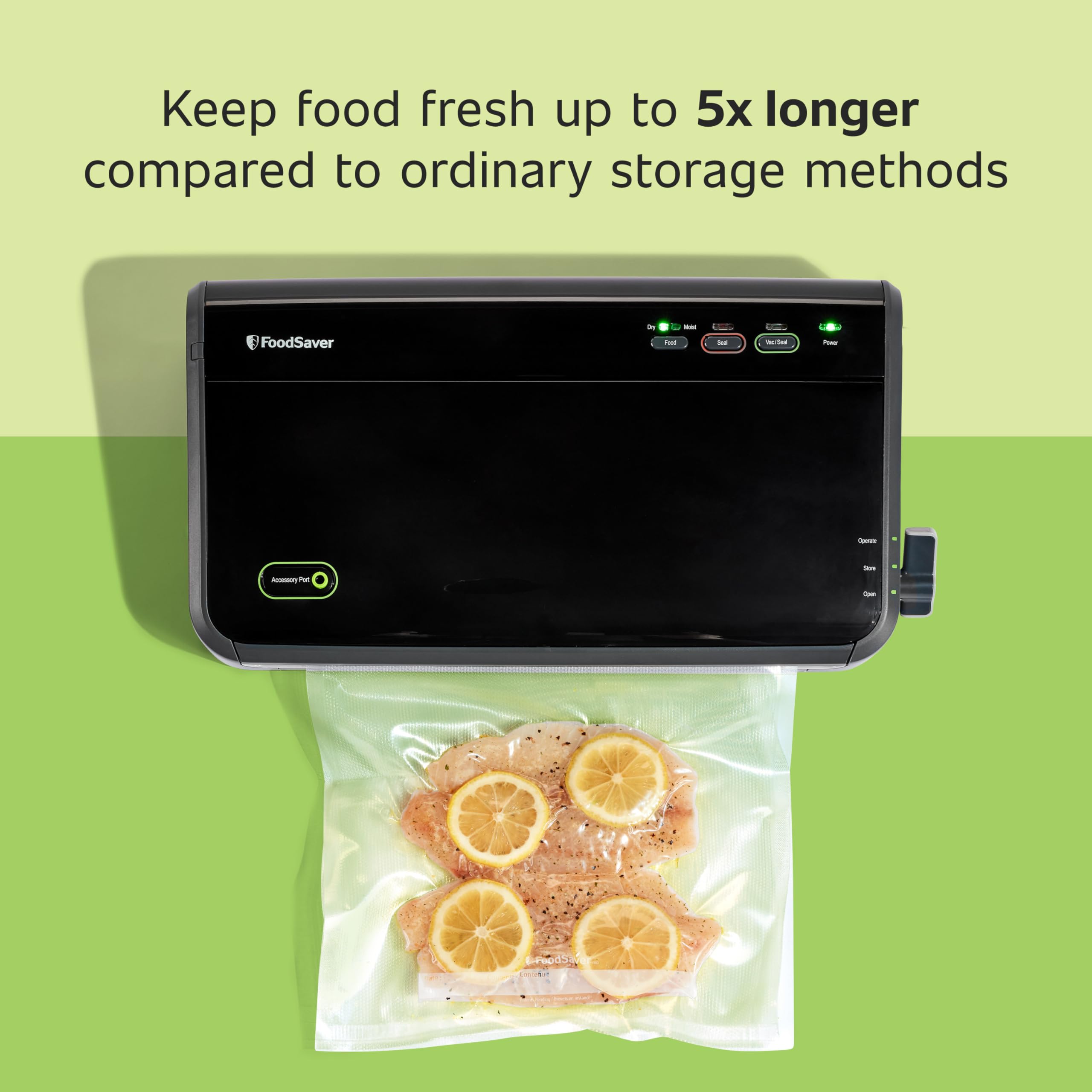 FoodSaver Vacuum Sealer Machine - Automatic Bag Detection, Sous Vide Compatible, Includes Sealer Bags & Roll, Handheld Vacuum Sealer, Black - Perfect for Meal Prep, Sous Vide Cooking & Food Storage