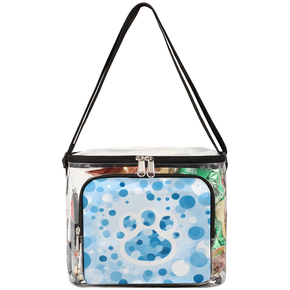 GzLeyigou Unique Blue Bubble Dot Clear Transparent Tote Bag with Handles - Crossbody Shoulder Bag for Lunch, Outdoor Travel, Picnic, Concerts & Sports Events | Stadium Approved Clear Purse for Beach, Shopping, Gym & Daily Use