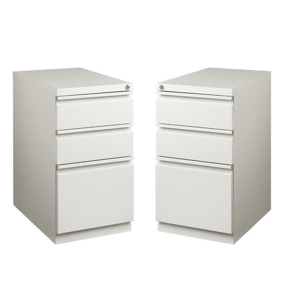 Home Square 2-Piece Metal File Cabinet Set with 3 Drawers - Light Gray Office Storage Solution for Documents, Files & Office Supplies