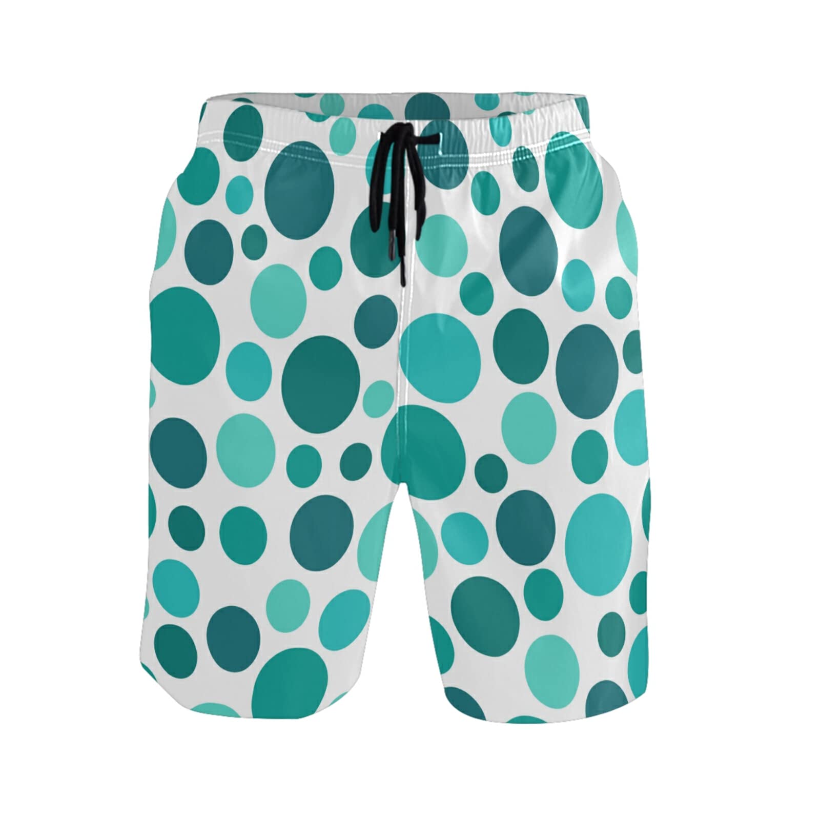 **Men's Quick Dry Swim Trunks - Turquoise Polka Dot Beach Shorts with Pockets, XL | Perfect for Swimming, Surfing & Summer Vacations**