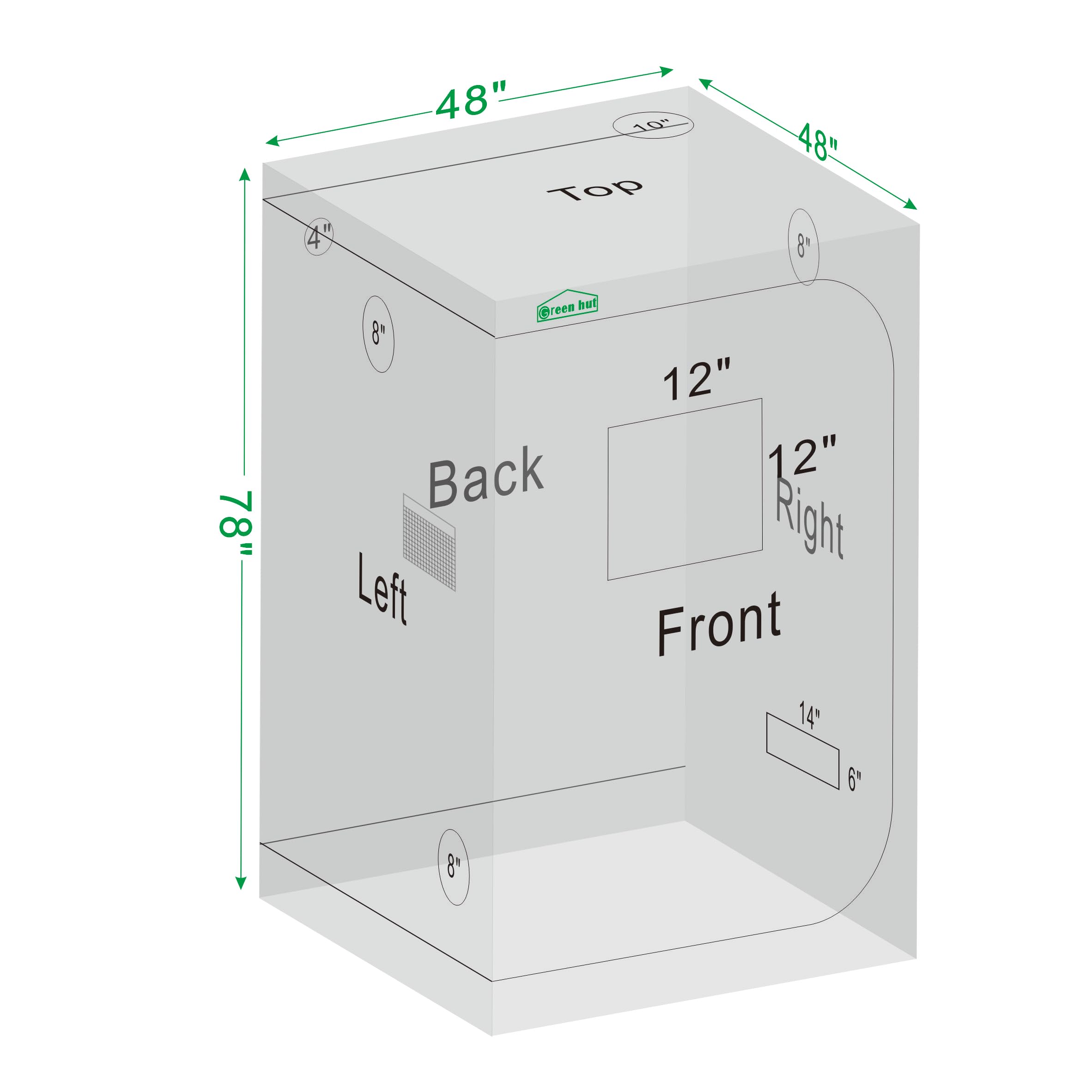 48x48x78 Inch Mylar Hydroponic Grow Tent for Indoor Plants - Observation Window & Removable Waterproof Floor Tray - Perfect for Growing Fruits, Flowers, and Vegetables Year-Round