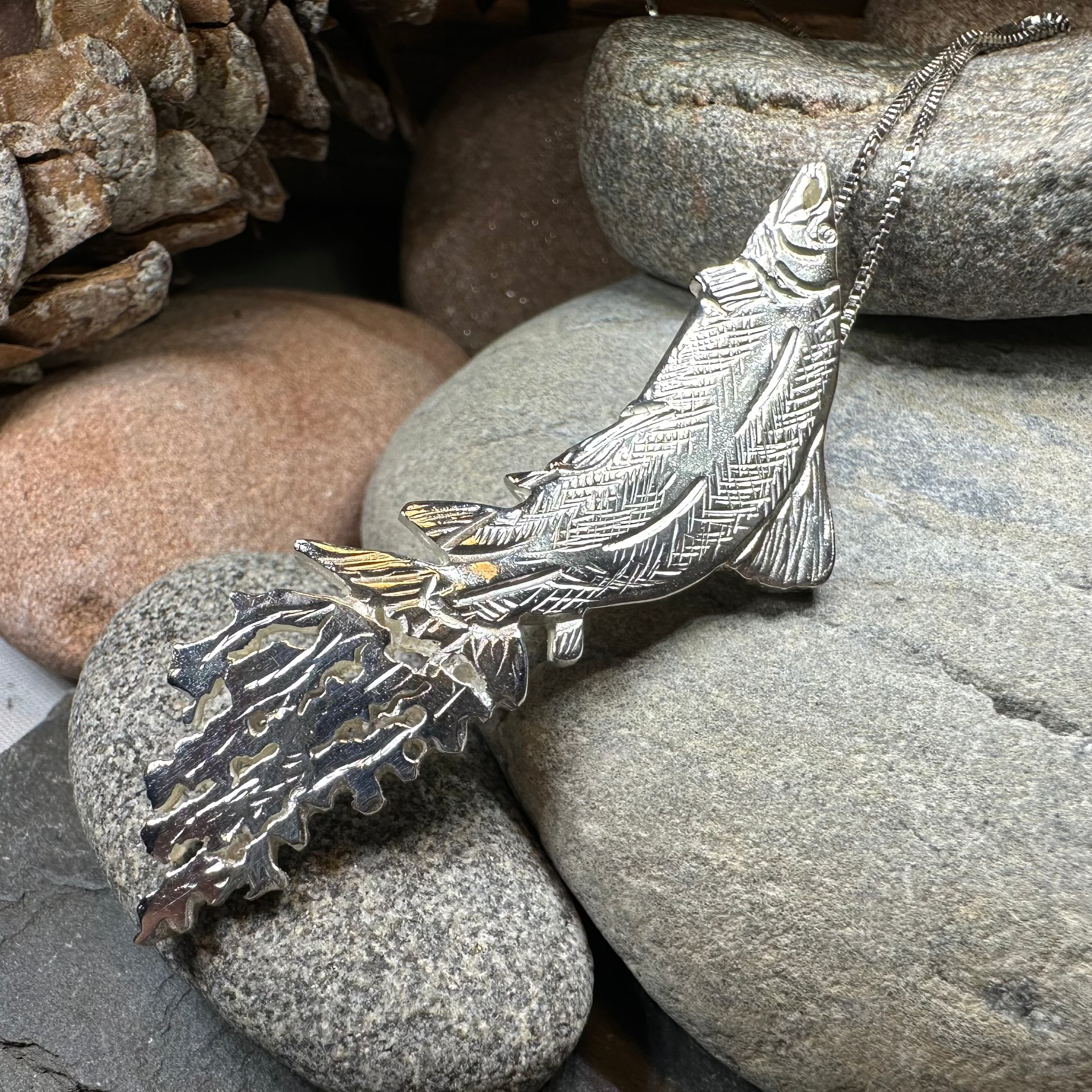 Handmade Irish Salmon of Knowledge Pendant Necklace - Celtic Jewelry for Women, Men - Perfect for St. Patrick's Day, Irish Pride & Unique Gifts
