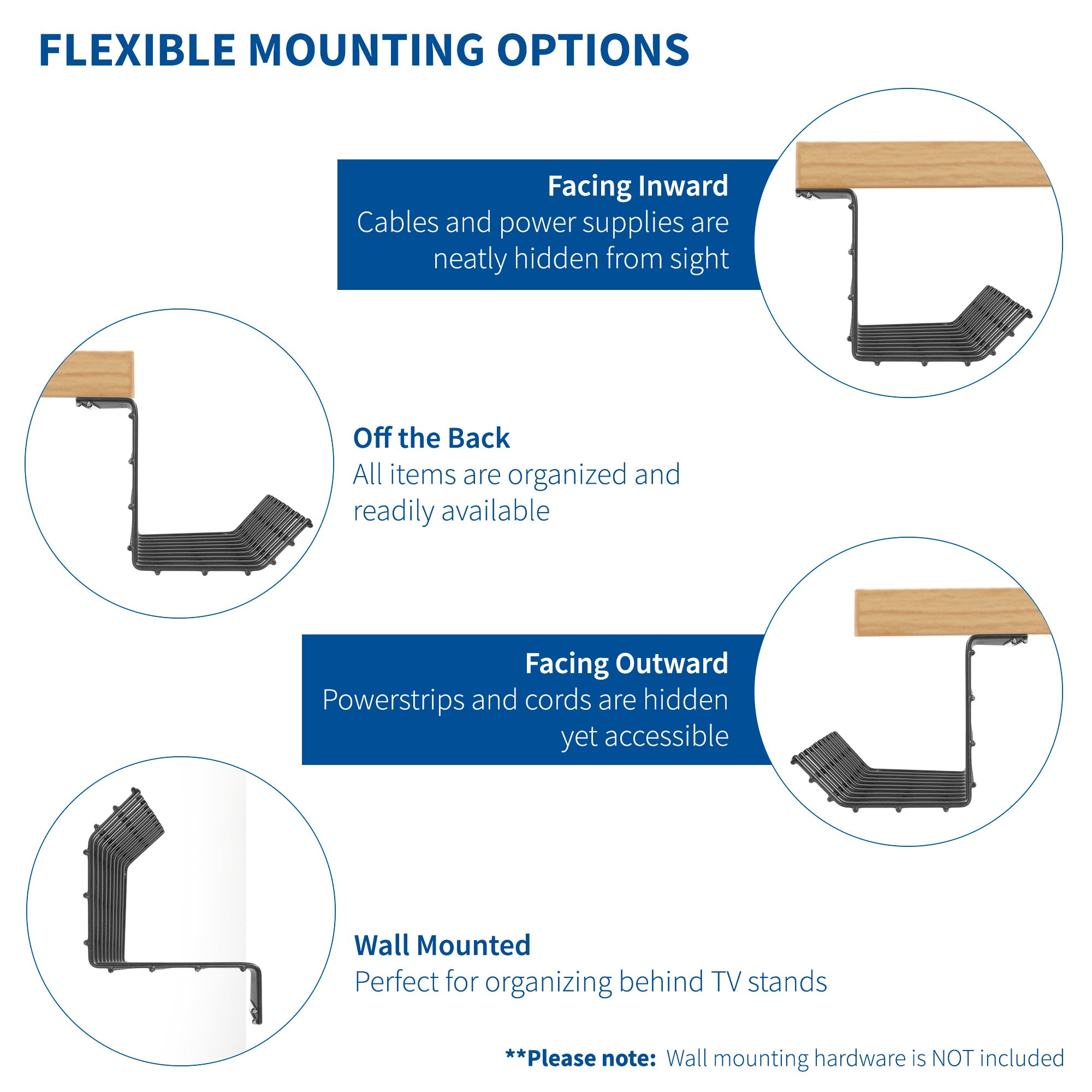 Under Desk Cable Management Rack - Organizer for Computer Wires & Power Cords - Perfect for Home Office & Gaming Setup
