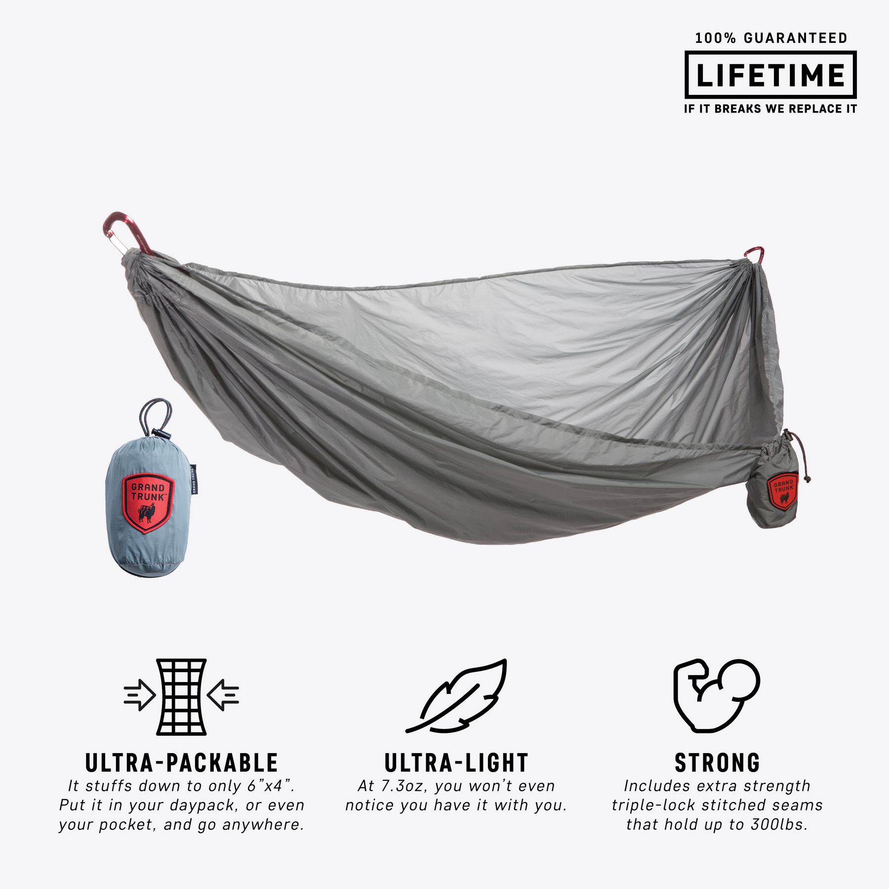 Grand Trunk Nano 7 Ultralight Hammock - Lightweight Portable Camping Hammock for Backpacking, Hiking & Travel - Perfect for Outdoor Adventures & Relaxation