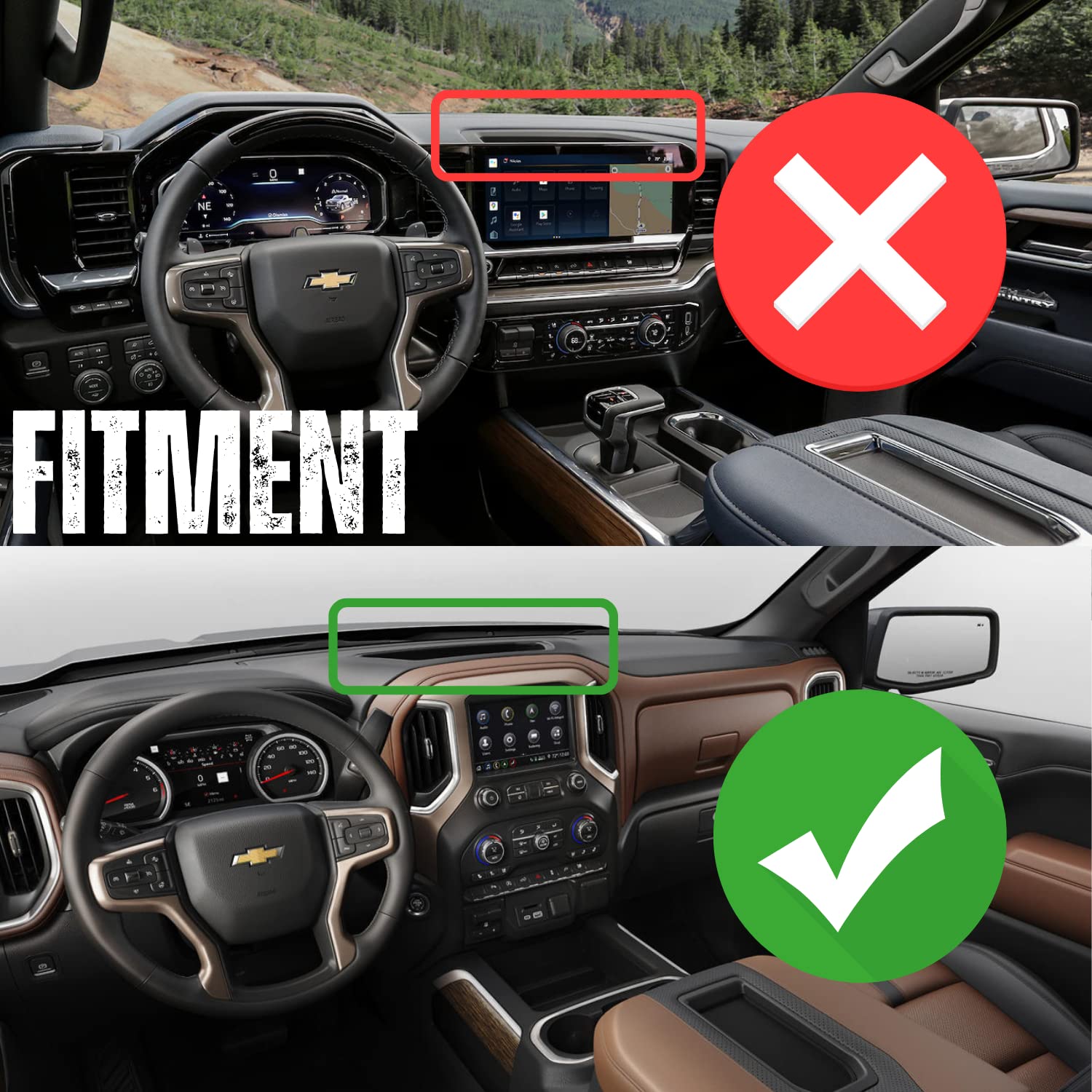 RubiGrid Metal Dash Mount Phone Holder for 2019+ Chevy Silverado & GMC Sierra - Universal 20mm Ball System Multi-Device Car Mount - Perfect for GPS Navigation & Hands-Free Driving