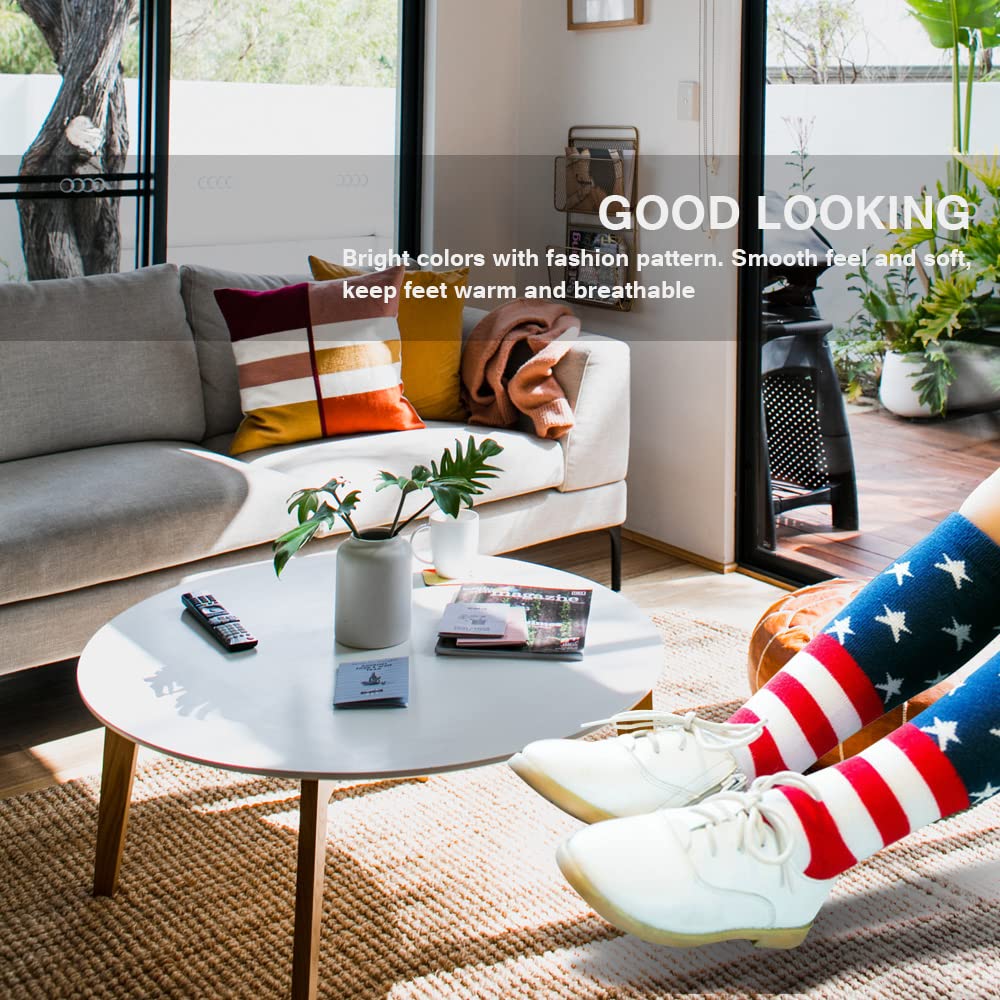 USA Flag Kids Socks - Patriotic Star Knee High Socks for Boys & Girls, Baby Toddler Children - Perfect for 4th of July, Memorial Day & School Spirit Events