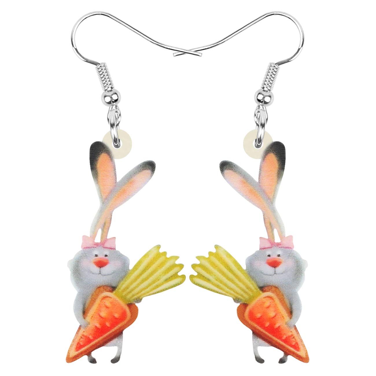 DOWAY Acrylic Easter Bunny Rabbit Earrings - Cute Drop Dangle Jewelry Gifts for Women, Girls - Perfect for Easter Party, Spring Festival, Birthday Celebrations & Funny Costume Accessories