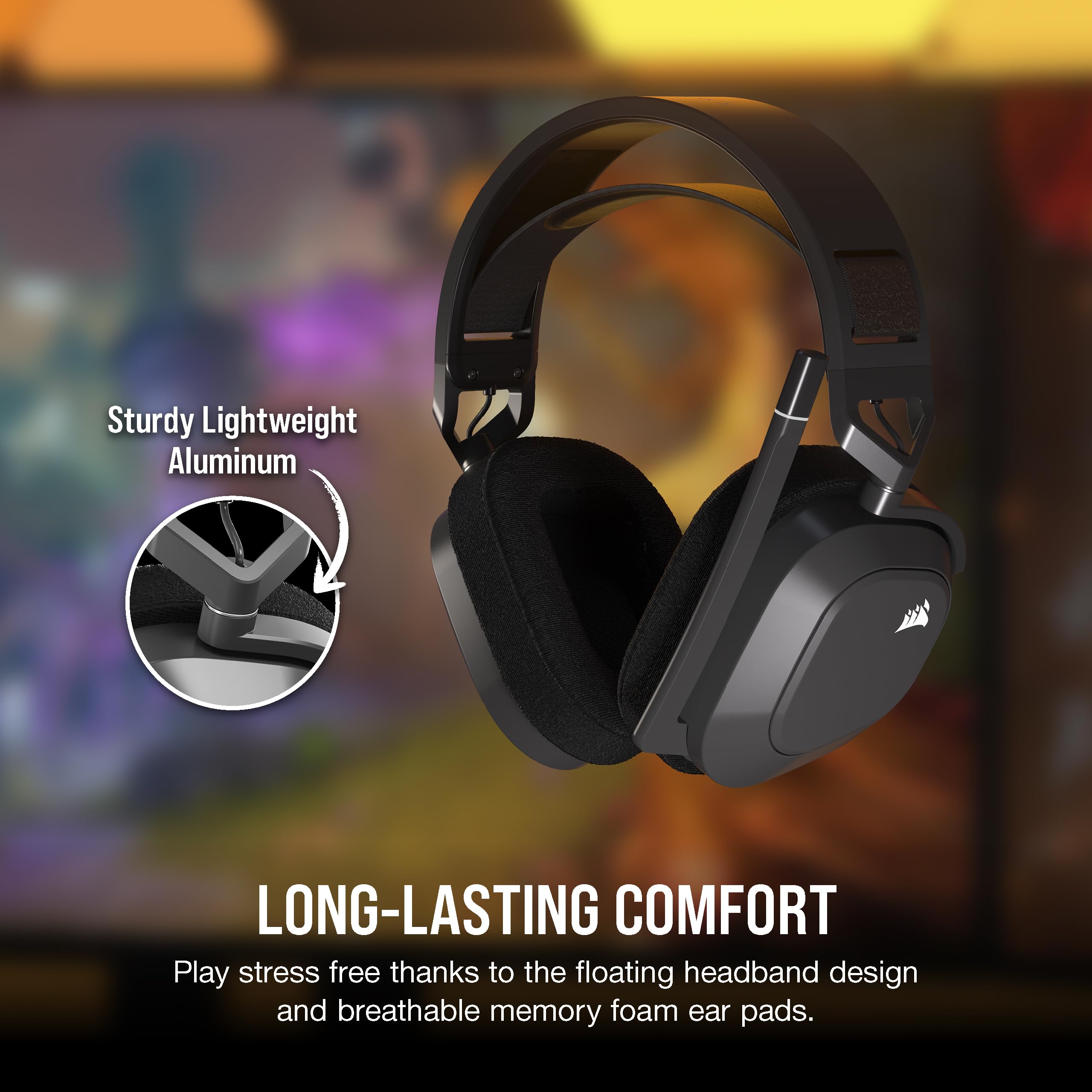 Corsair HS80 MAX Wireless Gaming Headset with Bluetooth – Dolby Atmos – Broadcast Mic – Multiplatform (PC, Mac, PS5, PS4, Mobile) – iCUE Compatible – Steel Gray – Perfect for Streaming, Competitive Gaming & Home Office Use