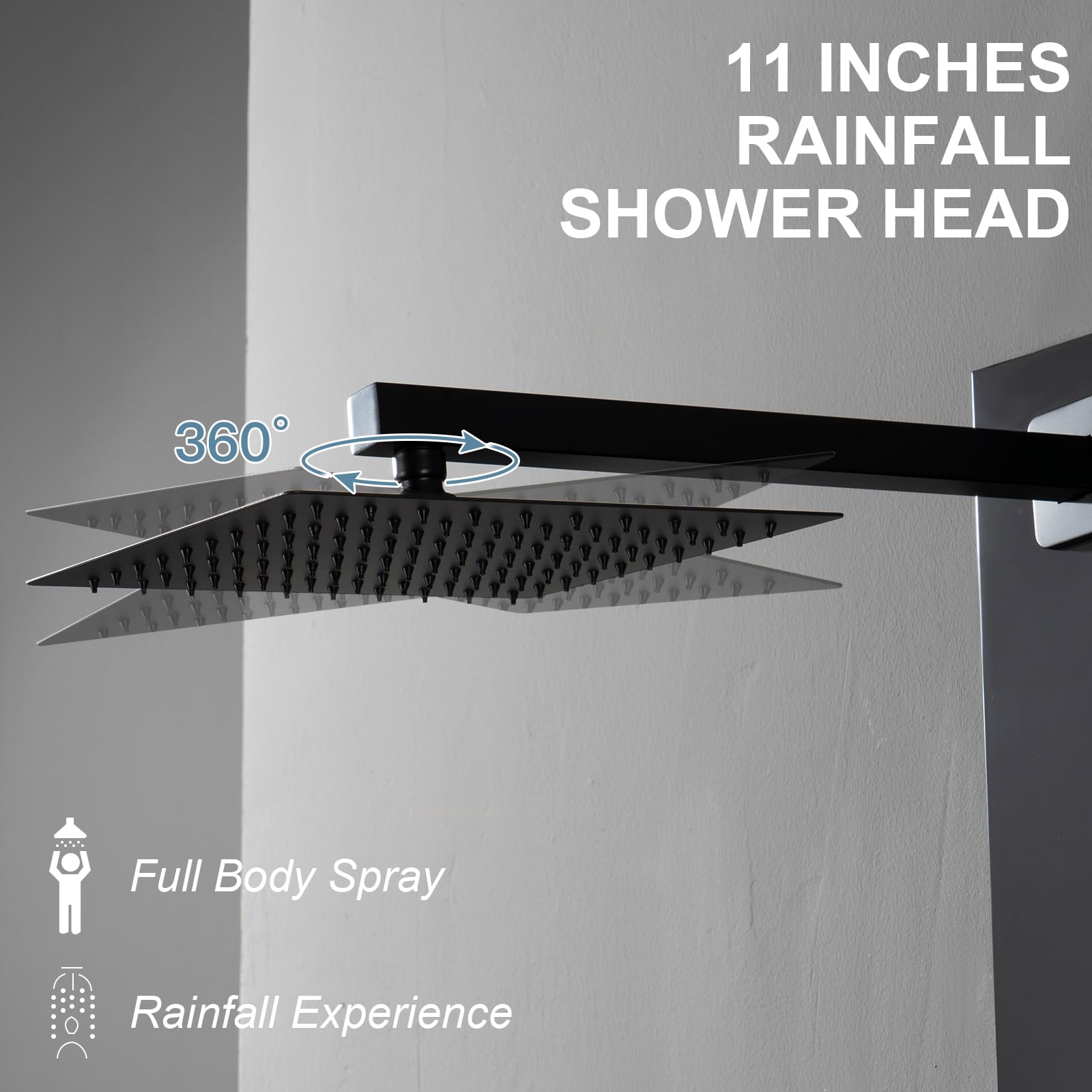 Homevacious Stainless Steel Shower Panel Tower System - Wall Mount Rainfall Shower Head with 4 Massage Jets, Handheld Shower & Tub Spout - Matte Black Bathroom Upgrade for Spa-Like Experience