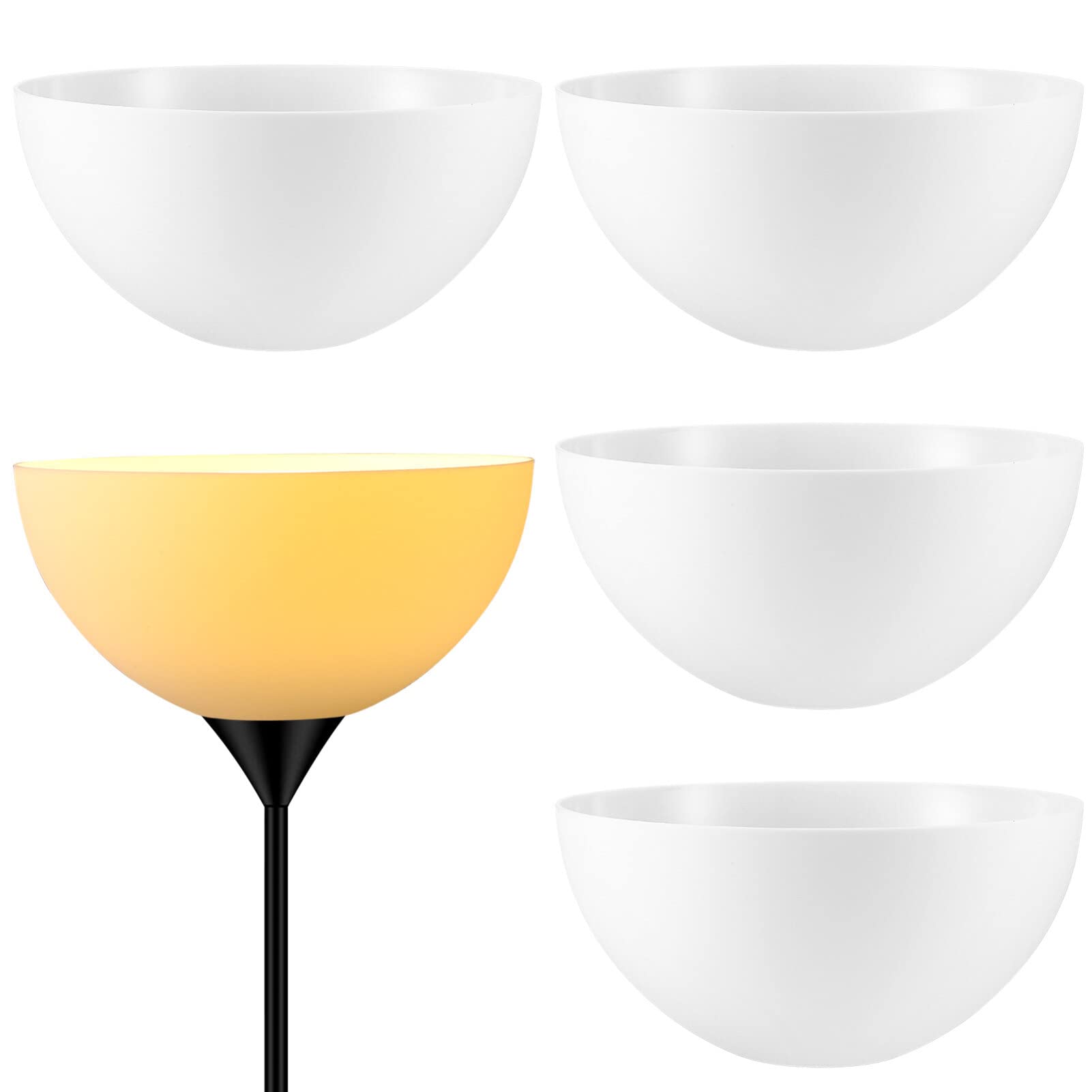 Uonlytech 4-Pack White Plastic Torchiere Floor Lamp Shades - Replacement Bowl Lampshade Covers for Living Room, Bedroom & Office Lighting Decor
