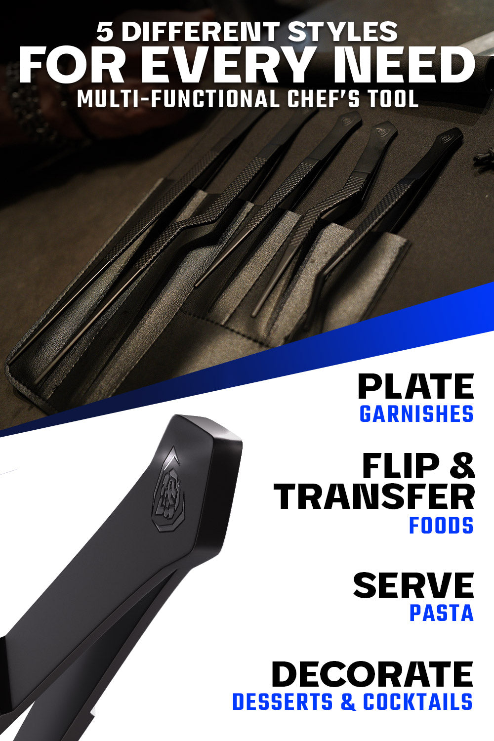 5-Piece Professional Plating Tweezers Set by Dalstrong - Perfect for Sushi, Pastry, and Fine Dining Presentation