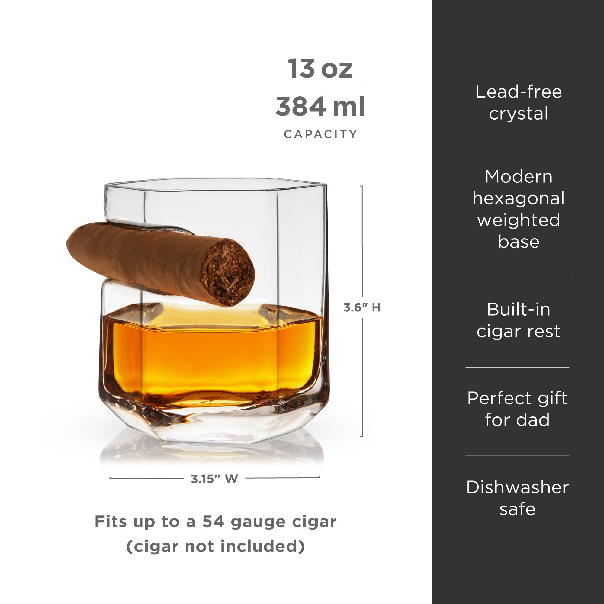 Premium Crystal Cigar Glass - Elegant Whiskey & Bourbon Tumbler for Smoking Enthusiasts | Perfect for Home Bars, Gifts & Special Occasions