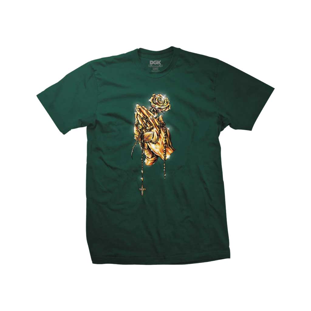 DGK Golden Blessing Graphic T-Shirt for Men - Forest Green Cotton Streetwear Tee - Perfect for Casual Wear, Street Fashion & Hip Hop Style
