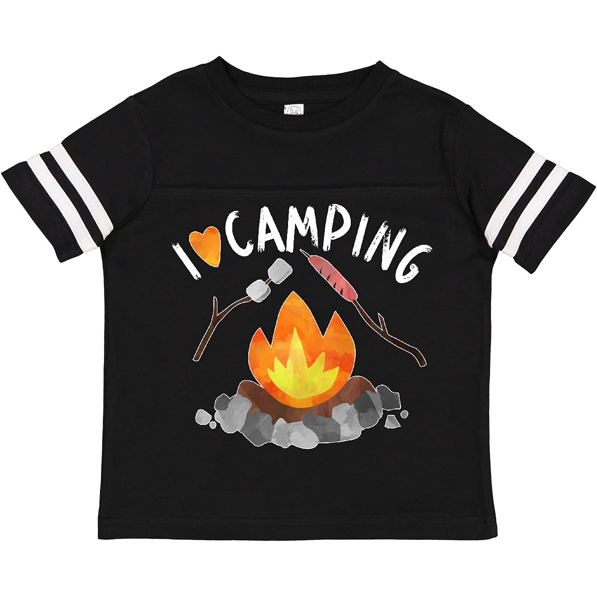 Inktastic I Love Camping Toddler T-Shirt - Cute Campfire, Hot Dog & Marshmallows Design - Perfect for Outdoor Adventures & Family Camping Trips