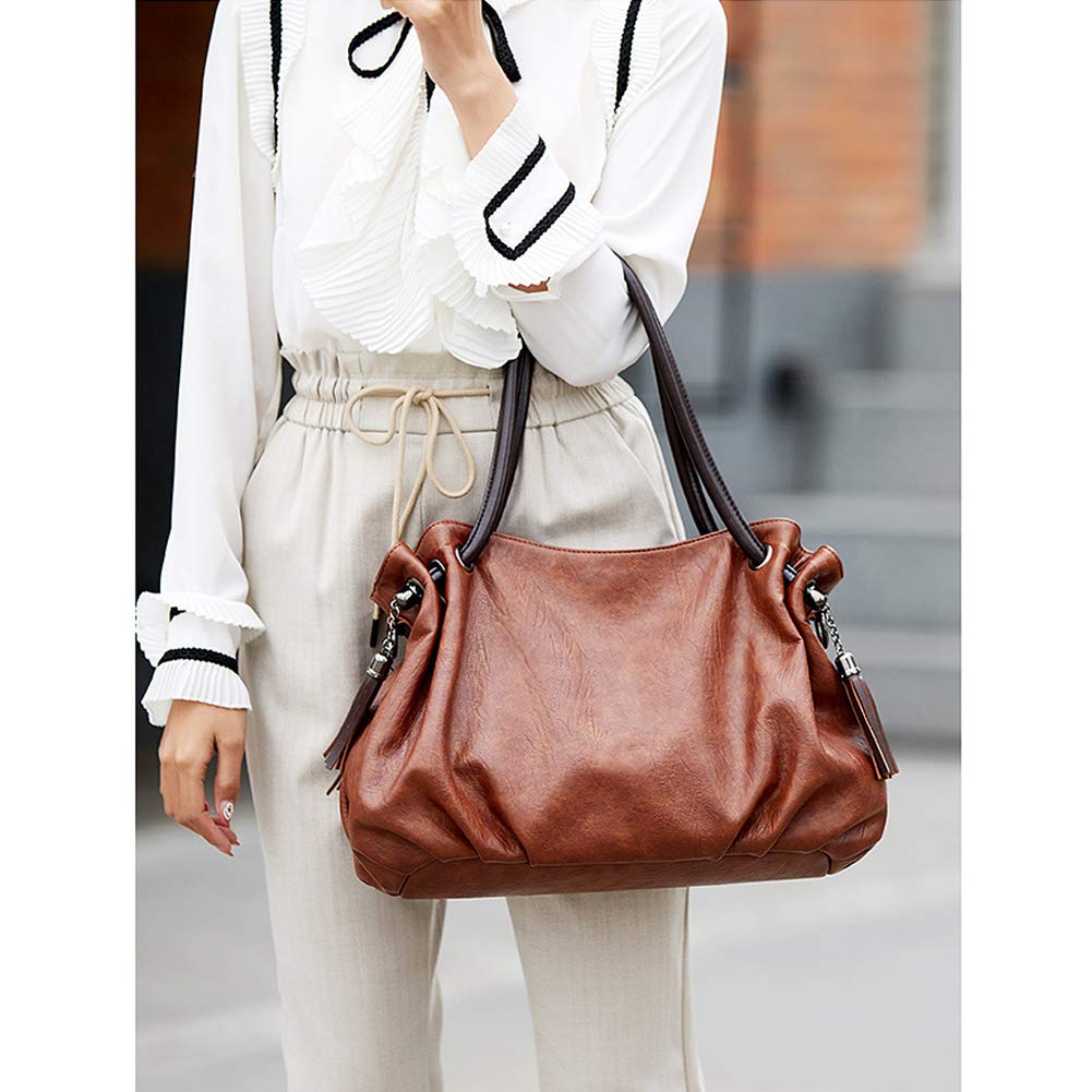 MINTEGRA Women's Hobo Shoulder Bag with Tassel - Large Capacity Top Handle Bucket Purse for Work, Travel & Everyday Use