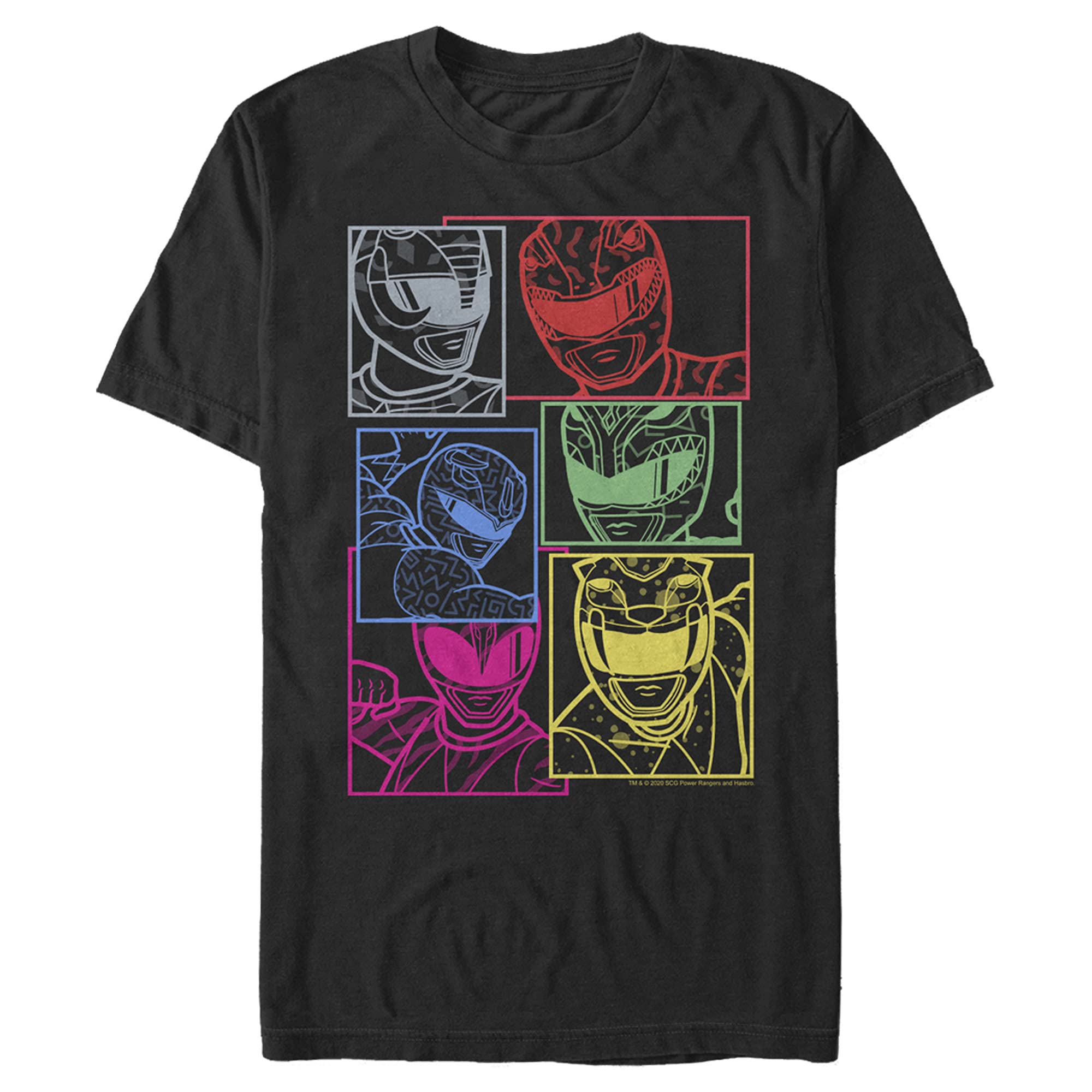Men's Power Rangers Neon Graphic Boxes T-Shirt - Cool Superhero Tee for Casual Wear & Cosplay | Perfect for Fans, Comic Con & Everyday Outfits