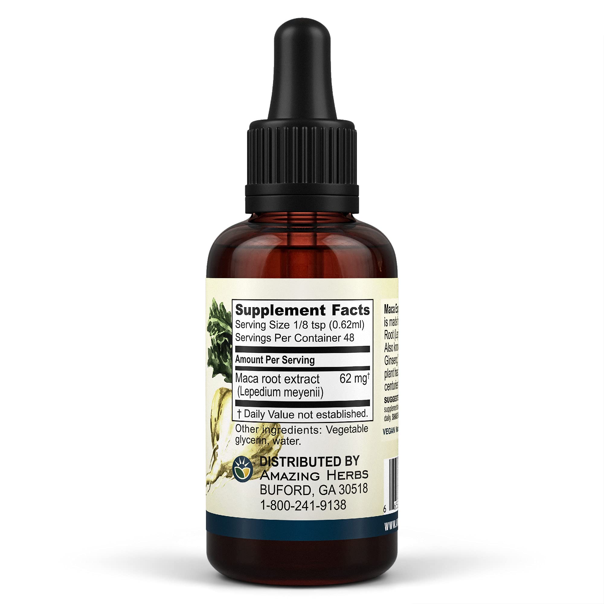 Amazing Herbs Maca Express Liquid Extract - 100% Pure Peruvian Maca Root Supplement for Energy, Stamina & Mental Clarity - 1 Fl Oz - Natural Performance Booster for Athletes, Students & Busy Professionals