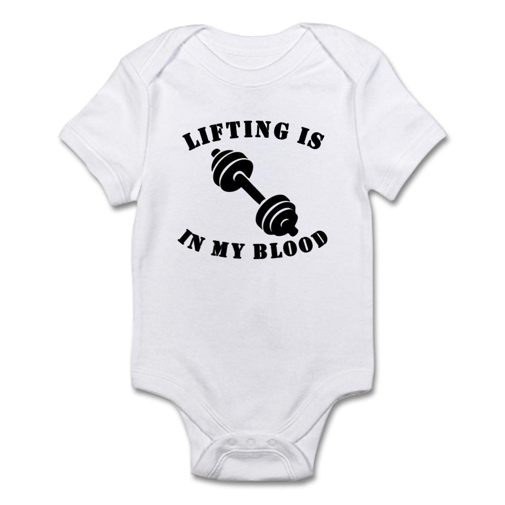Lifting is in My Blood Baby Bodysuit - Funny Gym Workout Onesie for Infants & Toddlers - Perfect for Weightlifting Enthusiasts & Fitness Lovers
