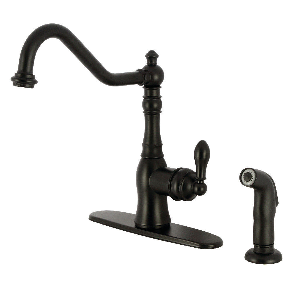 Gourmetier GSY7706ACLSP American Classic Single Handle Kitchen Faucet with Brass Sprayer - High Arc Pull Down Sprayer for Modern Farmhouse & Commercial Kitchens
