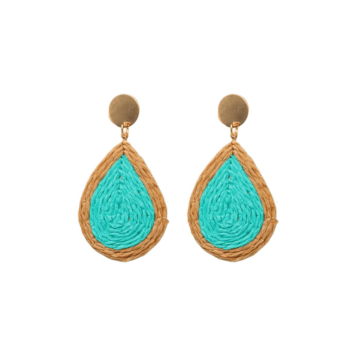 Boho Raffia Earrings for Women - Handmade Colorful Teardrop Dangle Earrings, Fashion Statement Jewelry Gift | Perfect for Summer Festivals, Beach Vacations & Boho Chic Outfits