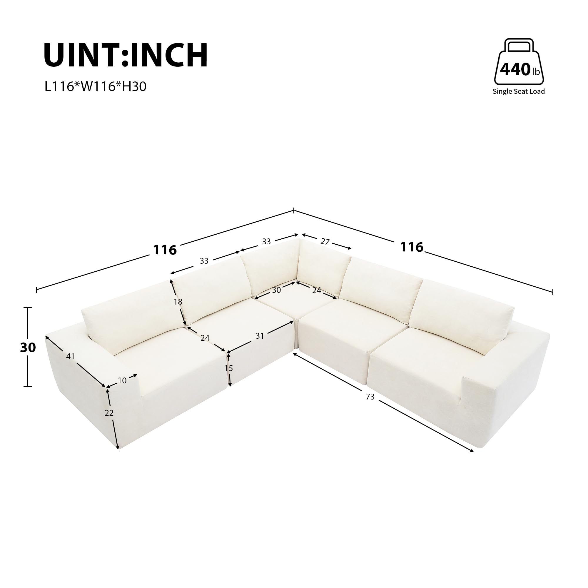 HABITRIO Modular L-Shaped Sectional Sofa Set - Luxury Upholstered Floor Couch with Convertible Sofa Bed for Living Room & Bedroom - Beige - Perfect for Small Spaces, Apartments, and Cozy Home Decor
