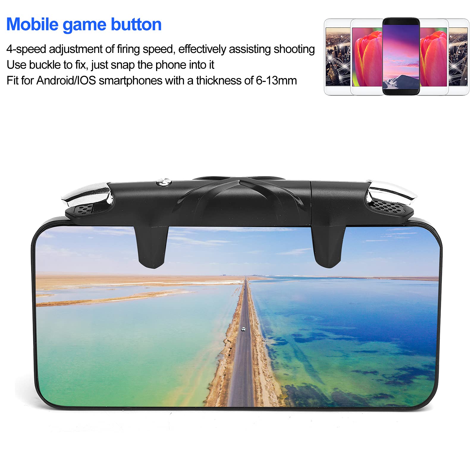 Game Controller Trigger Button - Easy to Install Extendable USB Gaming Accessory for Android Phones (Black) - Perfect for Mobile Gaming, FPS & Battle Royale Games