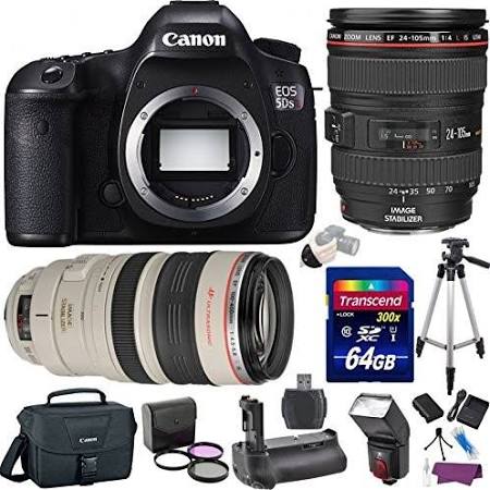 Canon EOS 5DS R 50.6MP Full Frame DSLR Camera with EF 24-105mm f/4L IS USM & EF 100-400mm f/4.5-5.6L IS II USM Lenses - Professional Photography Bundle for Landscape, Wildlife & Sports Shooting