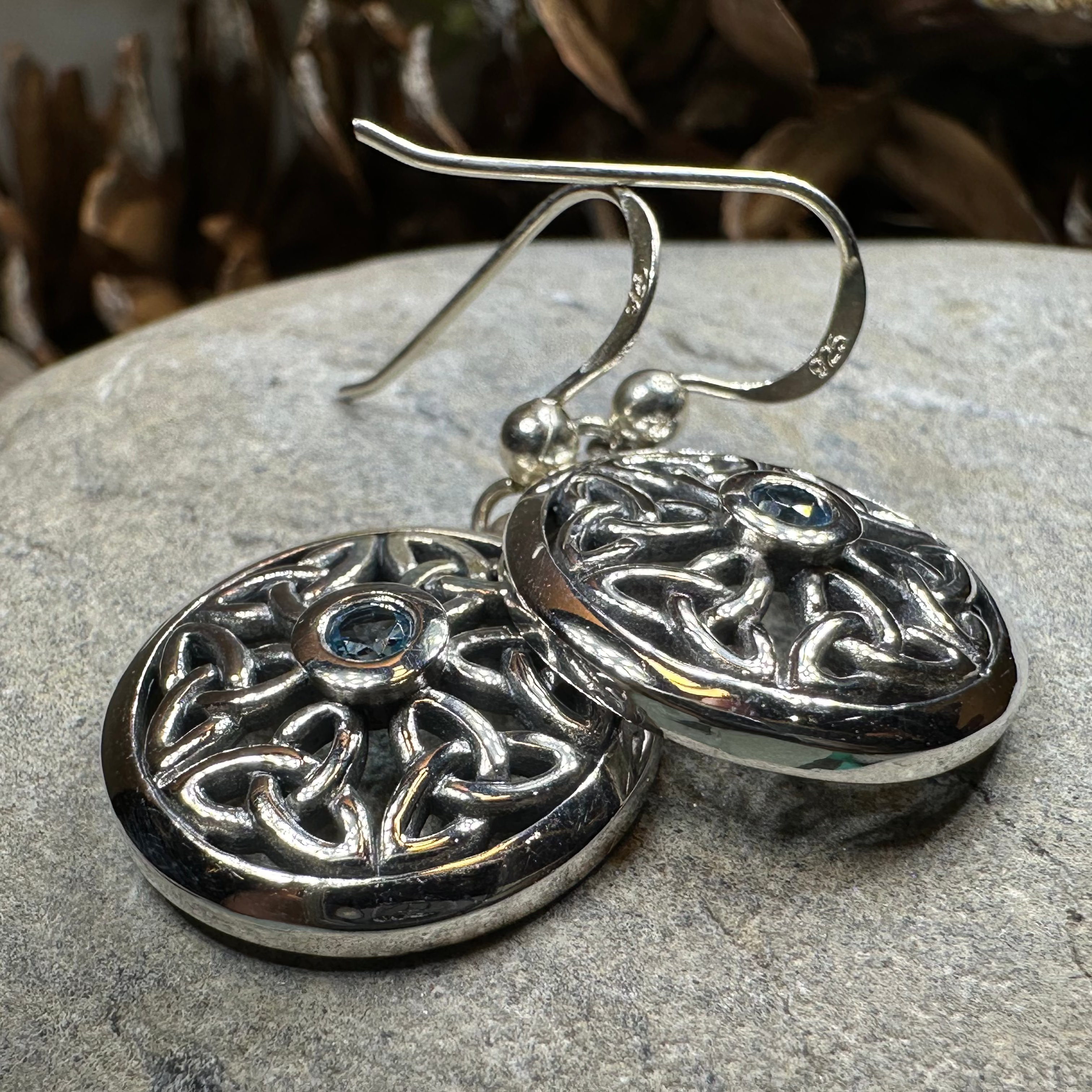 Blue Sky Trinity Knot Earrings - Sterling Silver Celtic Jewelry for Women | Perfect for Weddings, Gifts & Everyday Wear