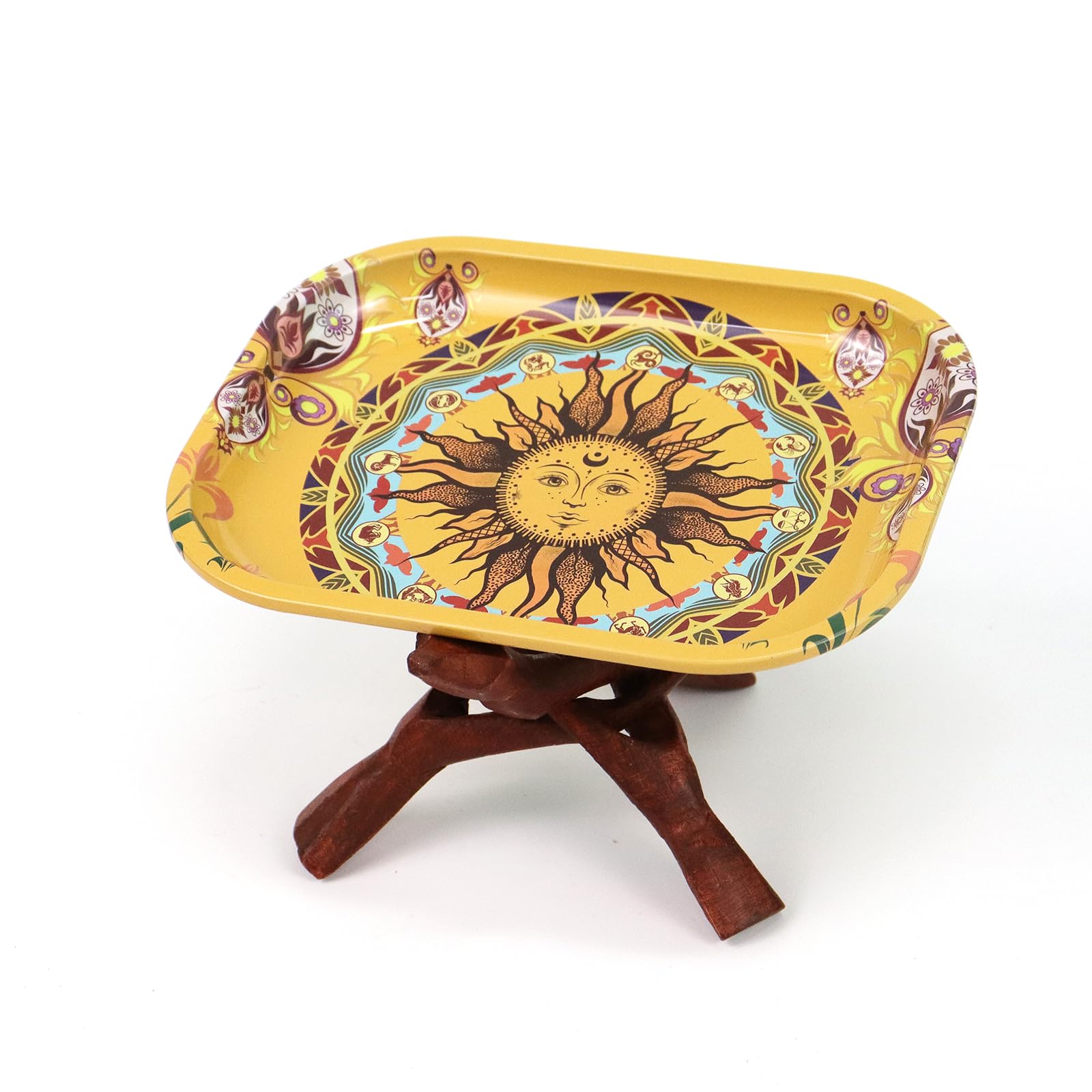 Premium Metal Rolling Tray with Unique Design - Perfect Size for Home & Travel Accessories by Yellowsun | Ideal for Rolling Papers, Herbs & Smoking Essentials
