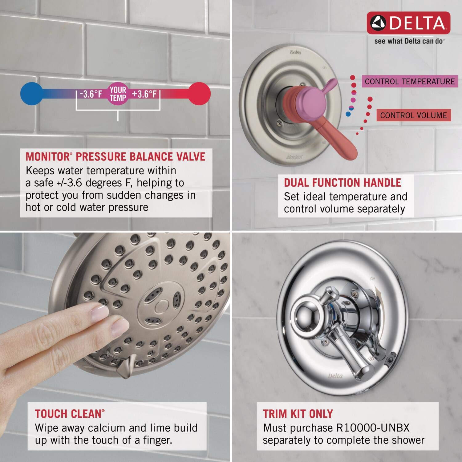 Delta T17064 Ashlyn Monitor 17 Series Dual Function Pressure Balanced Valve Trim with Integrated Volume Control - Matte Black - Bathroom Shower and Tub Faucet Replacement Part for Home Renovation