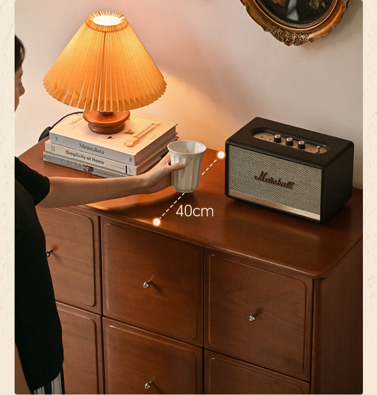 Vintage French Retro 9-Drawer Solid Poplar Wood Cabinet - Elegant Storage for Bedroom, Living Room & Office