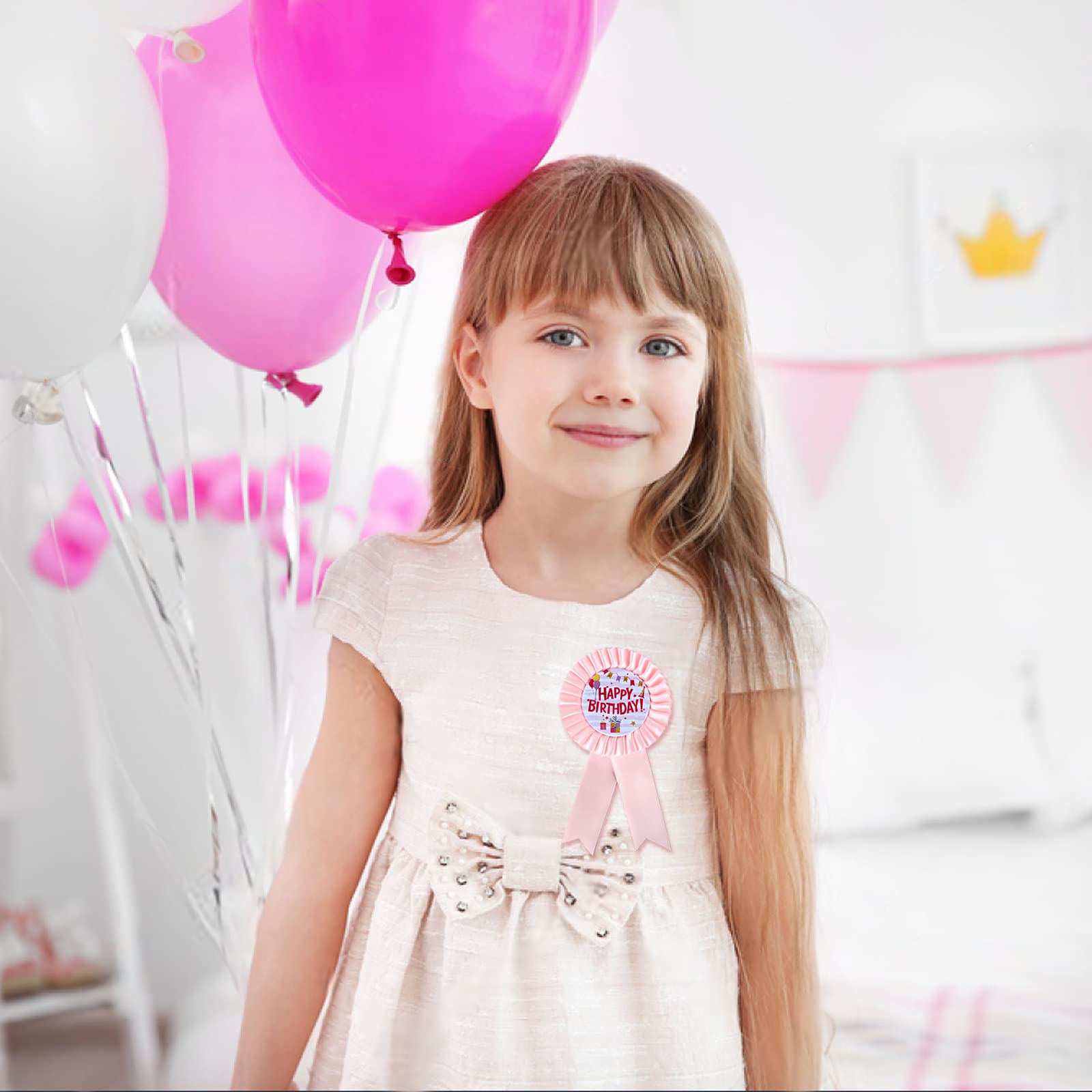 Happy Birthday Award Ribbon - Premium Tinplate Badge Pins & Rosette Button Pins for Party Favors, Baby Showers, and Birthday Decorations - Perfect for Celebrations, Gifts, and Special Events