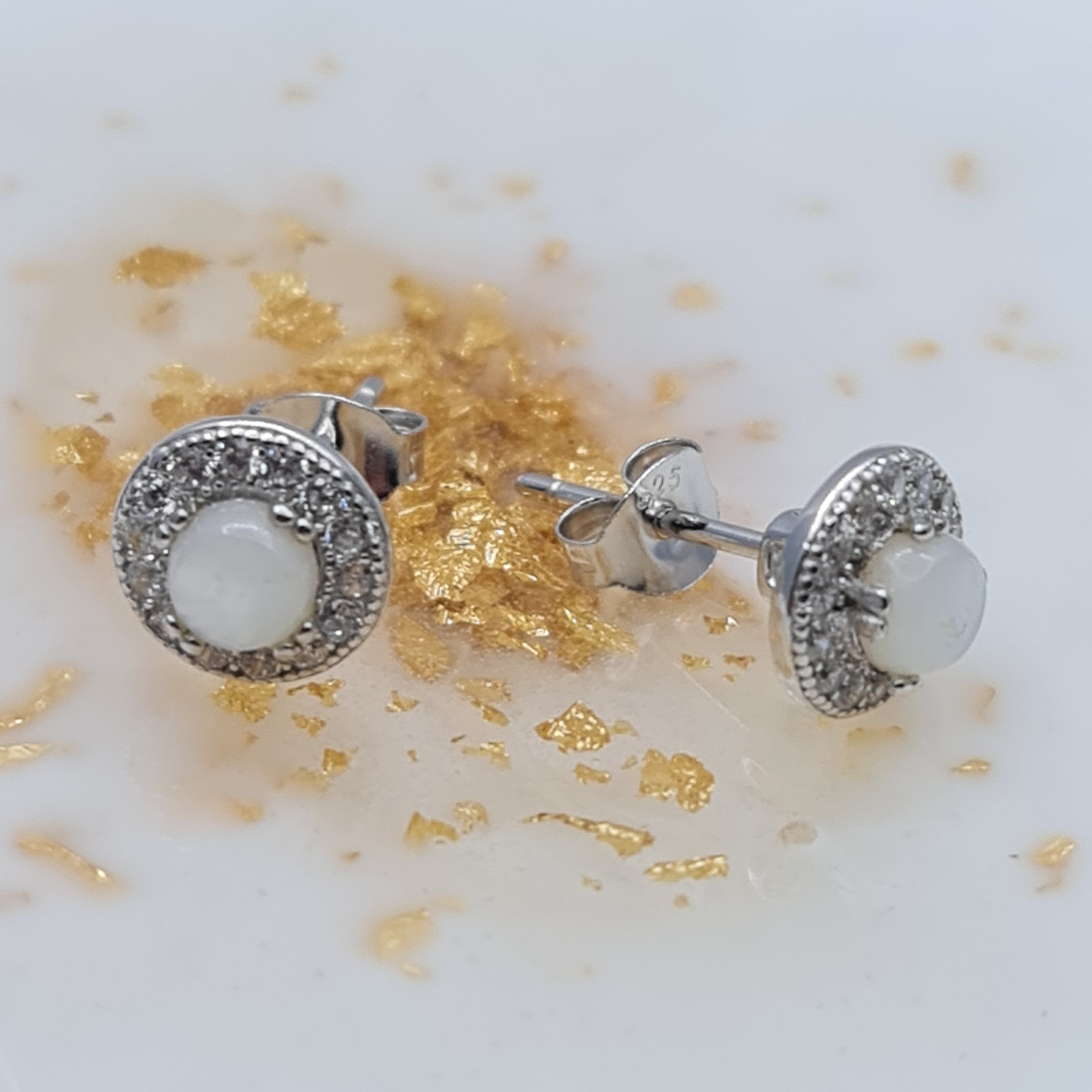 Mariana Mother of Pearl CZ Earring Studs - Elegant Pearl and Cubic Zirconia Stud Earrings for Women, Perfect for Weddings, Parties & Everyday Wear