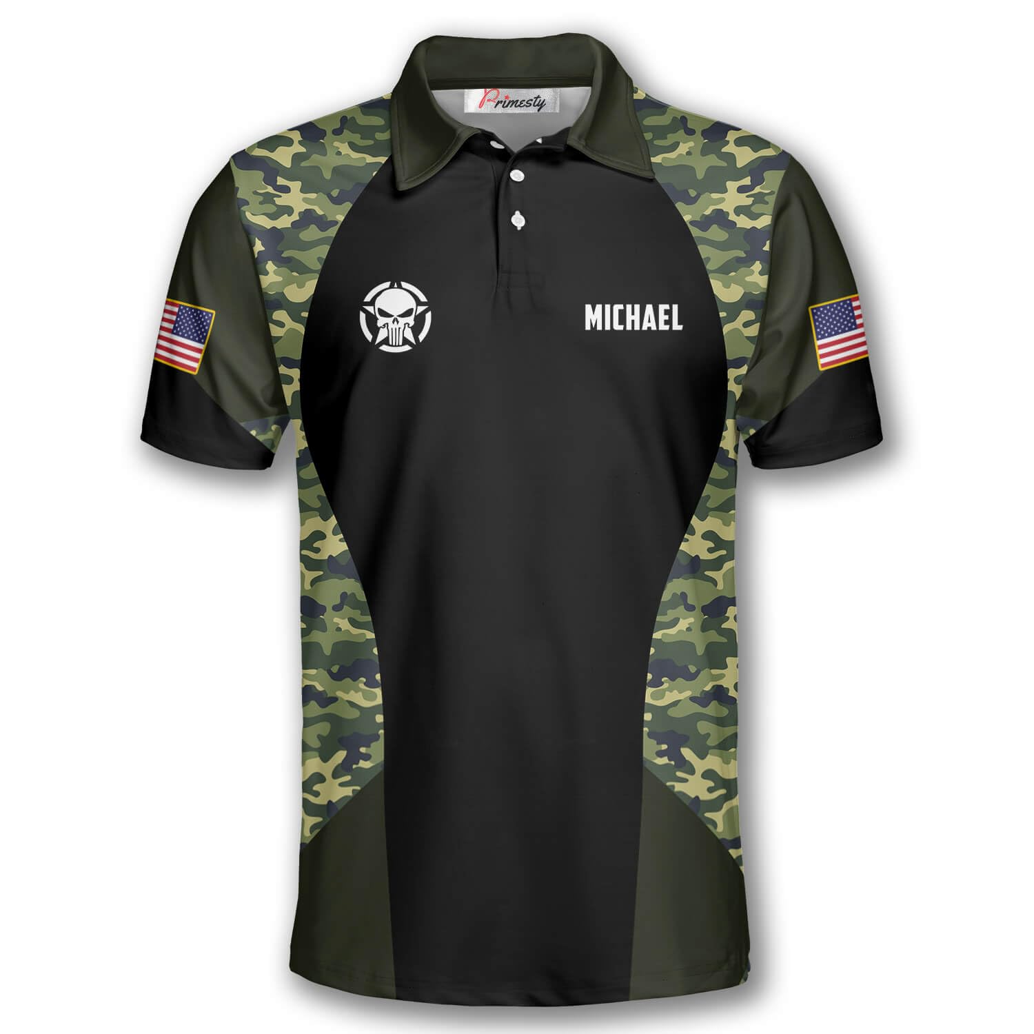 PRIMESTY Personalized Army Veteran Shirts for Men - Custom Name US Military Polo Shirts (Sizes S-5XL) | Military Apparel for Veterans Day, Memorial Day & Patriotic Events