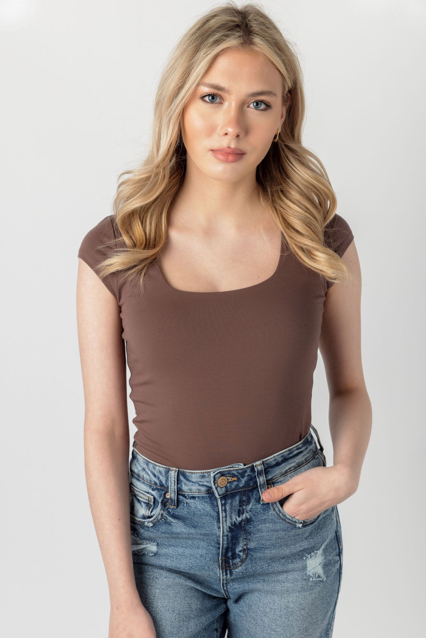 Women's Cap Sleeve Square Neck T-Shirt - Soft Cotton Basic Top for Casual Wear & Layering | Perfect for Everyday Outfits, Work, and Weekend Looks