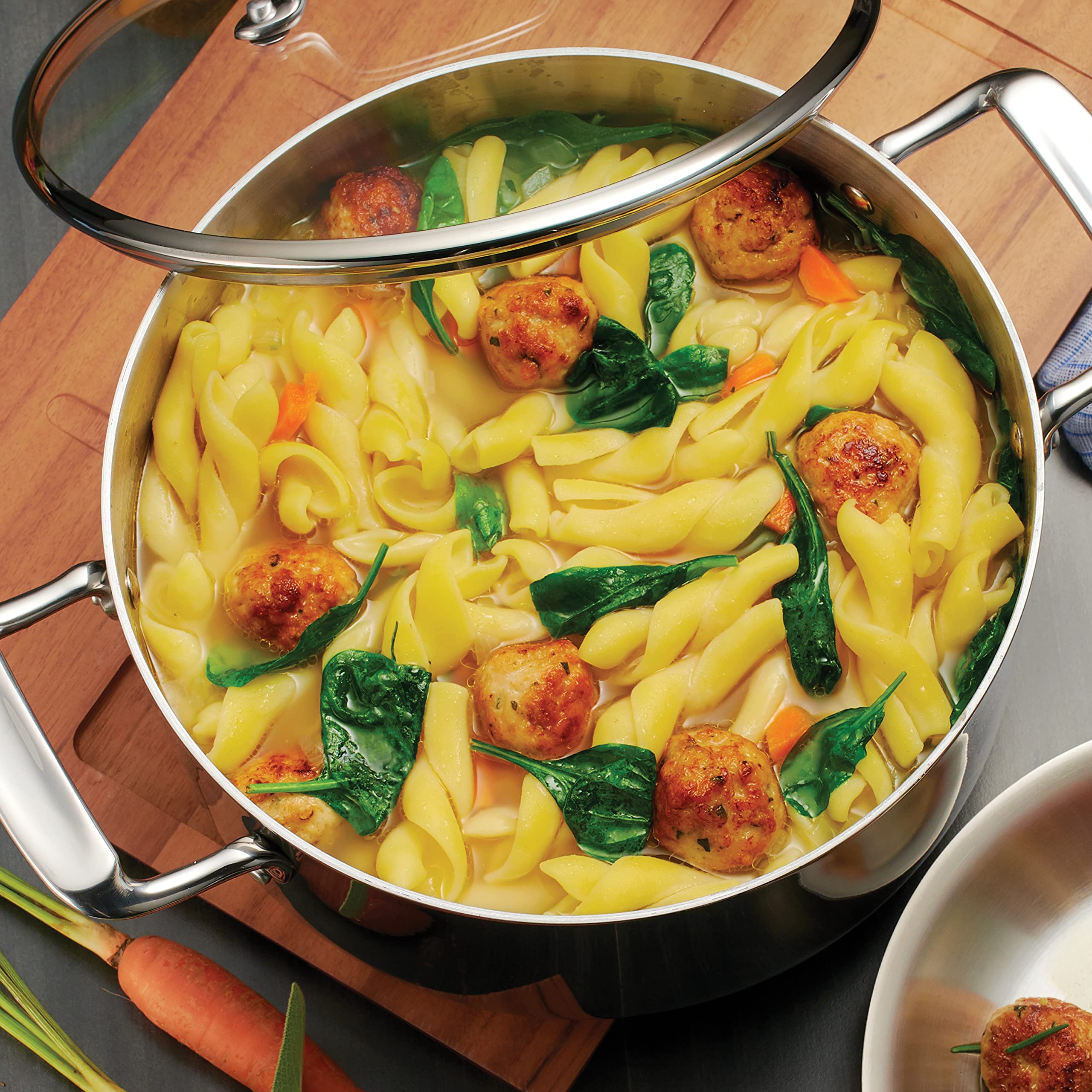 **Tramontina 8-Quart Stainless Steel Stock Pot with Glass Lid – Tri-Ply Clad, Induction-Ready, Dishwasher Safe, NSF-Certified – Perfect for Pasta, Soups & Stews – Made in Brazil**
