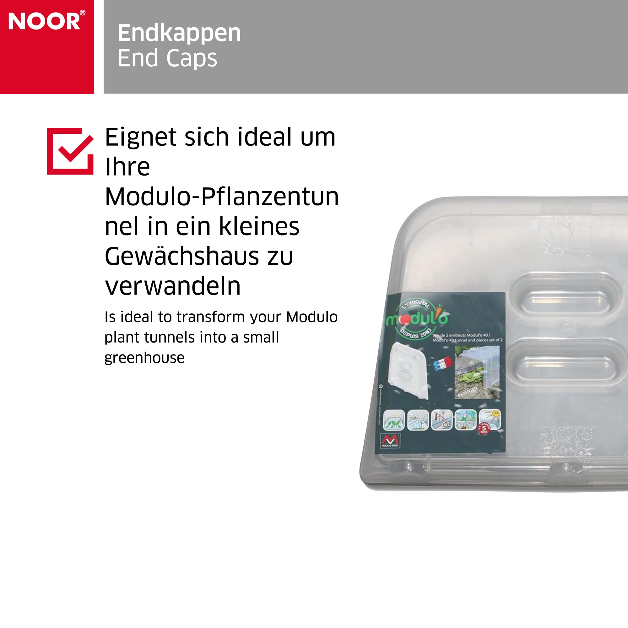 Noor Planting Tunnel Covers Modul'o 40 | 105 x 39 x 30 cm Transparent Plastic | Vegetable Garden Bed Protection | 2-Pack Set for Outdoor Gardening & Plant Growth