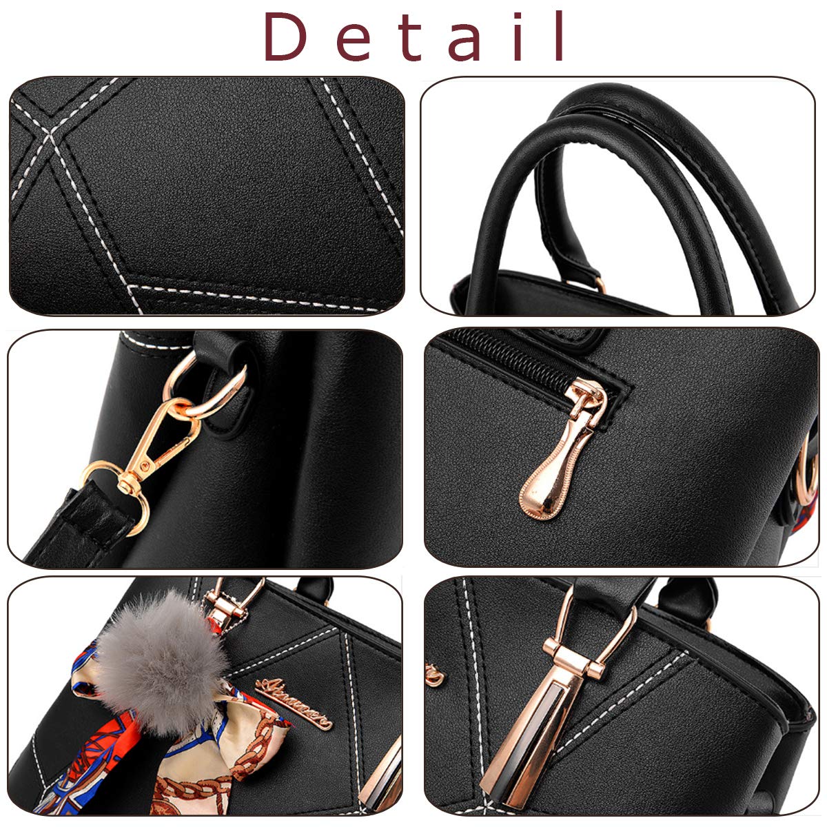 Stylish Women's PU Leather Crossbody Tote Bag - Fashionable Shoulder Purse with Hairball Design for Work, Travel & Daily Use