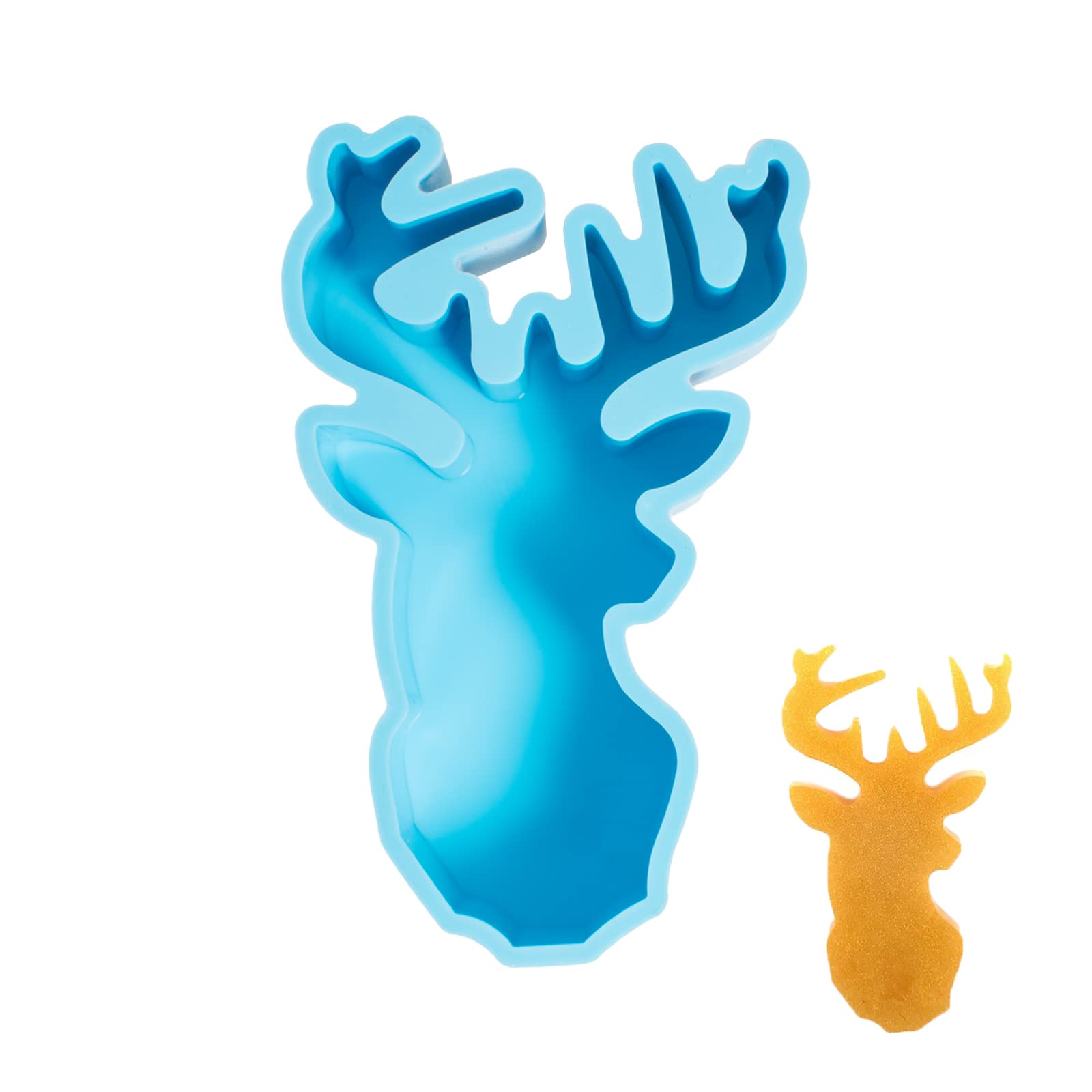 Qeuly Large Deer Head Silicone Mold for Epoxy Resin, Aroma Beads, Wax Melts, Soap & Candle Making - DIY Craft Mold for Car Fresheners, Home Decor & Gifts