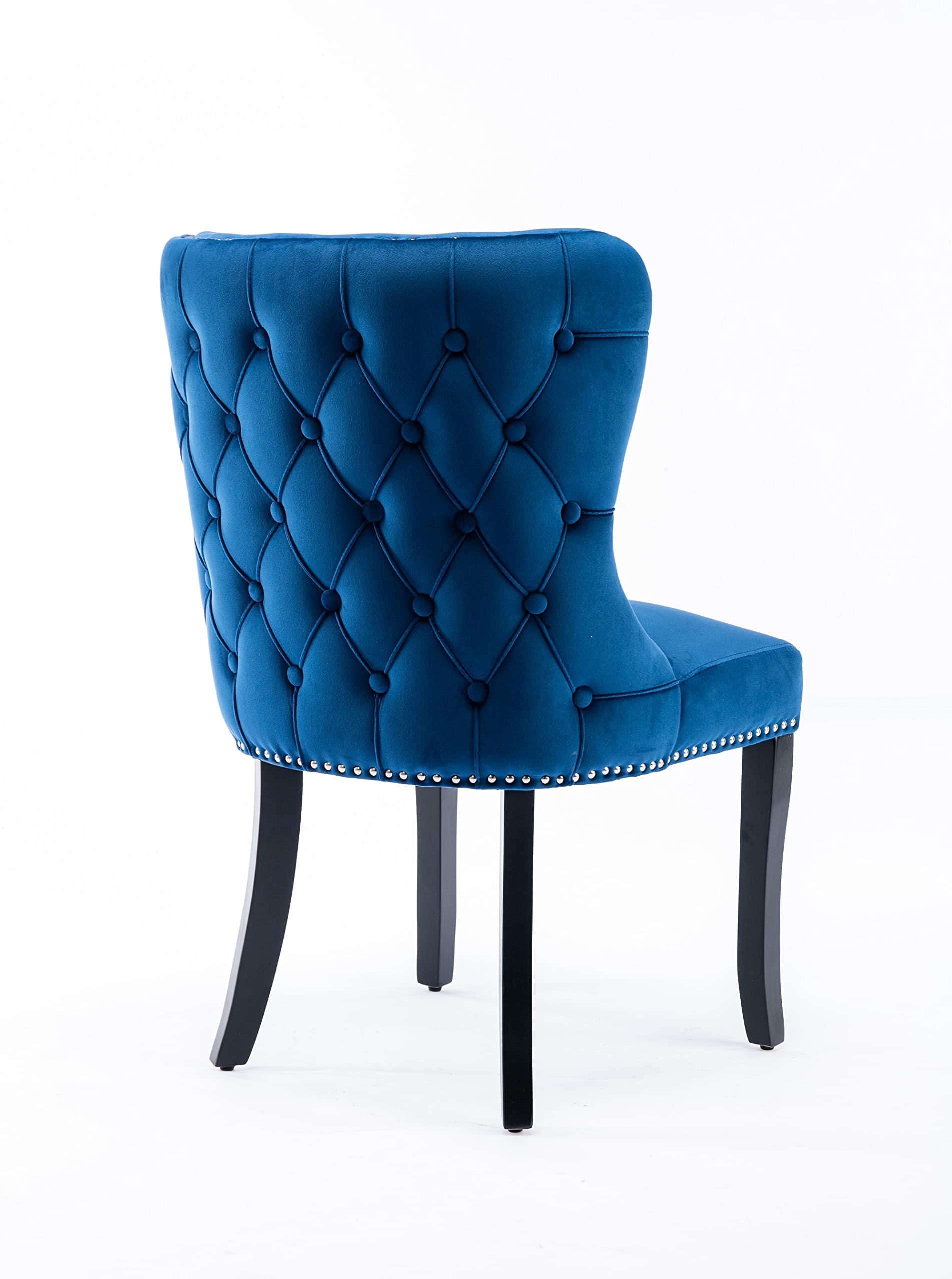 **Merax Set of 2 Upholstered Wingback Dining Chairs - Blue Velvet with Nailhead Trim & Solid Wood Legs - Elegant Kitchen & Dining Room Seating for Home & Restaurant**