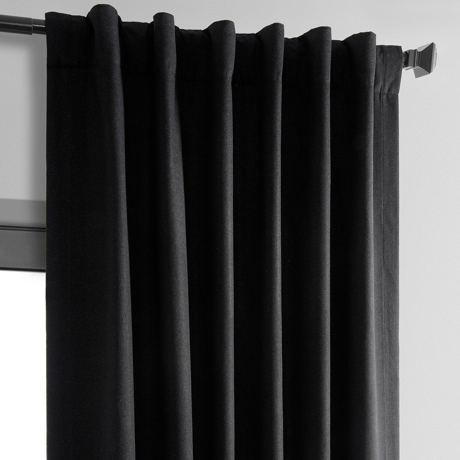 Blackout Thermal Curtains for Bedroom - Black Cross Linen Weave Energy Efficient Window Drapes for Insulation & Light Blocking - Perfect for Home Theater, Nursery & Night Shift Workers