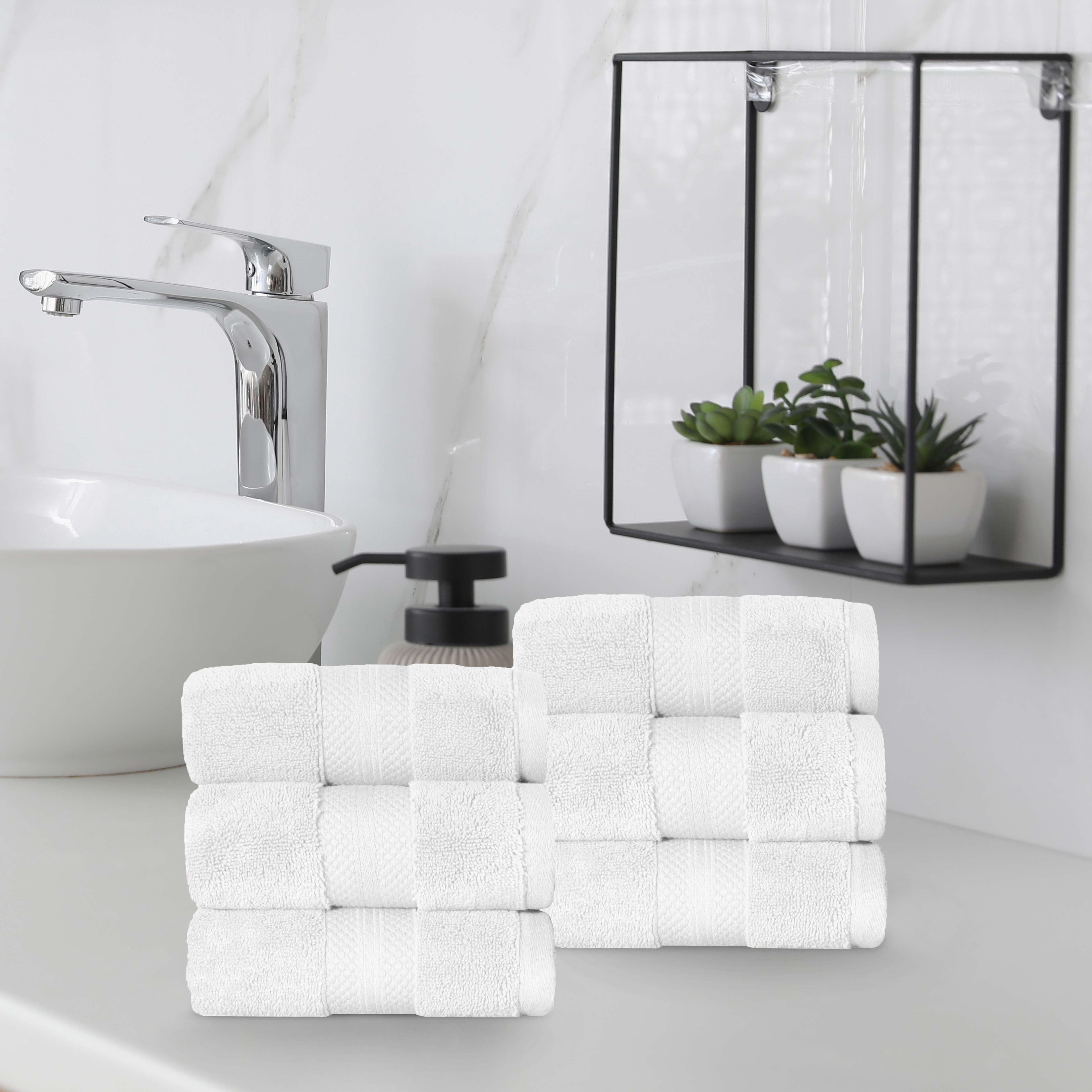 Premium 6-Piece Turkish Cotton Hand Towel Set - Ultra Soft, Highly Absorbent & Quick-Drying - Perfect for Bathroom, Kitchen, Gym & Spa Use