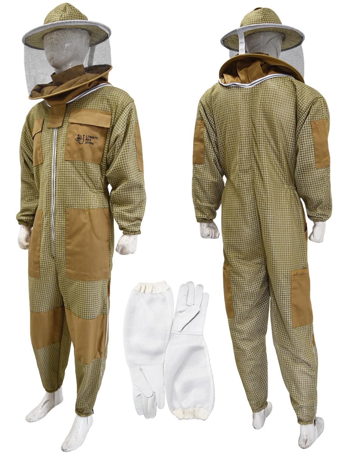 Premium 3-Layer Ventilated Beekeeping Suit for Men & Women - Beekeeper Protective Gear with Gloves | Ideal for Honey Harvesting & Hive Inspection