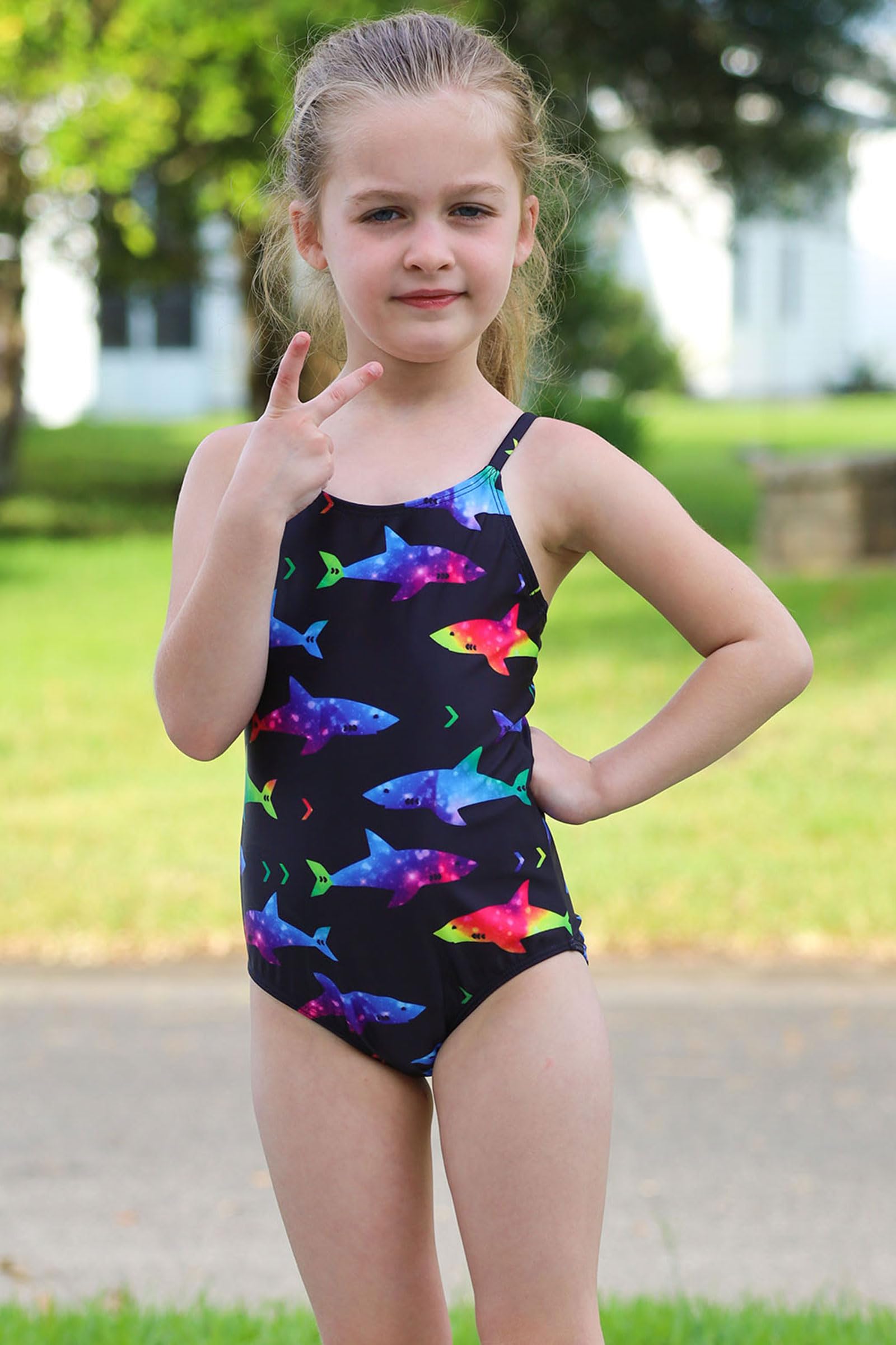 RAISEVERN Girls One Piece Swimsuits for Kids 3-10 Years - Cross Back Bathing Suits for Summer Beach, Pool & Water Play | UV Protection Swimwear for Toddler & Little Girls