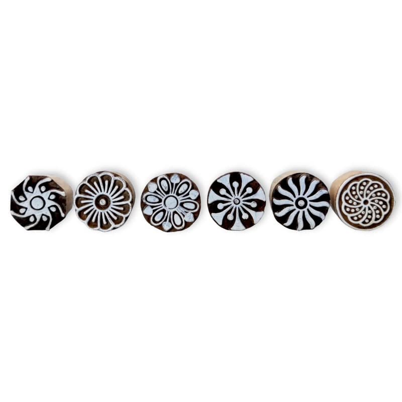 Handcarved Floral Wooden Cabinet Knobs - Set of 6 Vintage Drawer Pulls for Kitchen Cabinets, Dressers & Cupboards | Rustic Home Decor Upgrade for Farmhouse & Shabby Chic Style