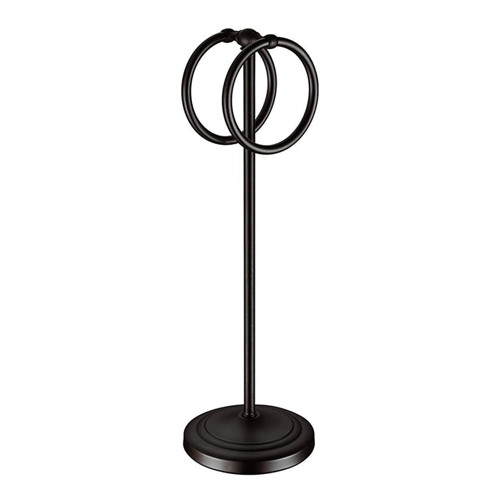 DOITOOL Stainless Steel Floor Standing Towel Rack - Adjustable Double Ring Bathroom Towel Holder for Kitchen, Bedroom, or Laundry Room Organization