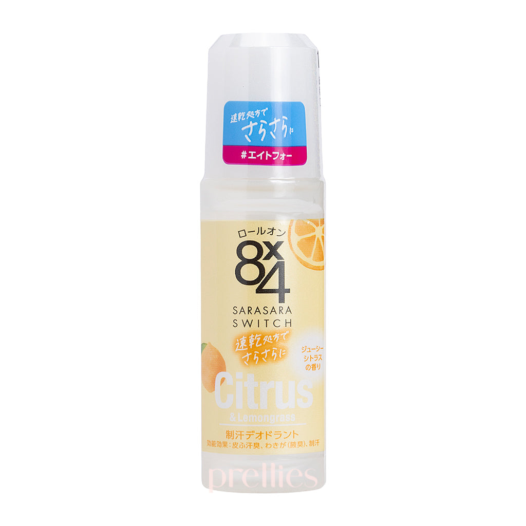KAO 8x4 Deodorant Roll-On for Women & Men - Citrus & Lemongrass Orange Scent, 45ml - Long Lasting Freshness for Gym, Work & Daily Use